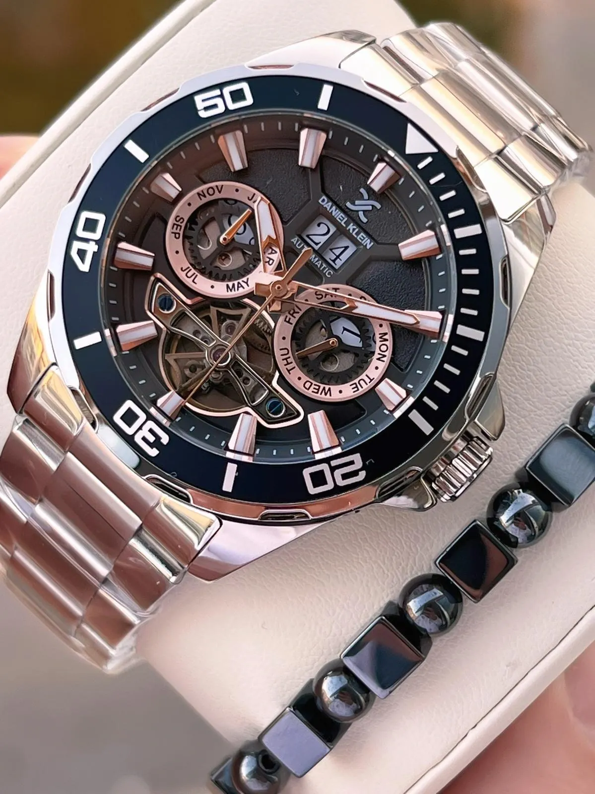 Daniel Klein Otomatik Erkek Kol Saati 30 Metre Suya Dayanıklı Çelik Kordon + Bileklik Hediyeli  VS.BLKT.0704