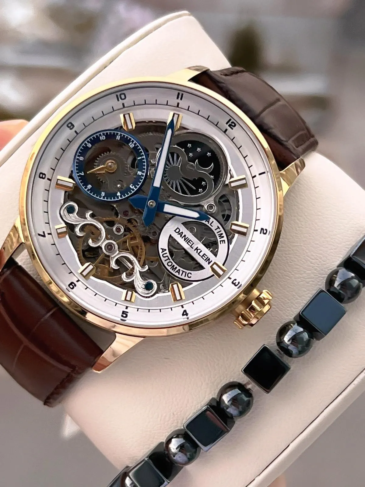 Daniel Klein Otomatik Erkek Kol Saati 30 Metre Suya Dayanıklı Deri Kordon + Bileklik Hediyeli VS.BLKT.0711