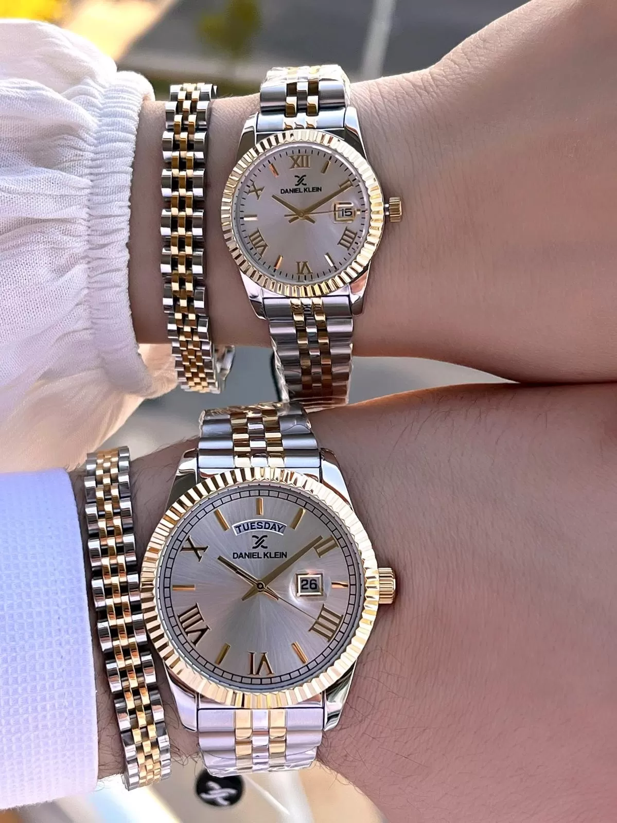 Daniel Klein Vip Seri Çelik Kordon Ve Çelik Bileklik Hediyeli 2 Yıl Garantili Cift Saati CF.10887C2
