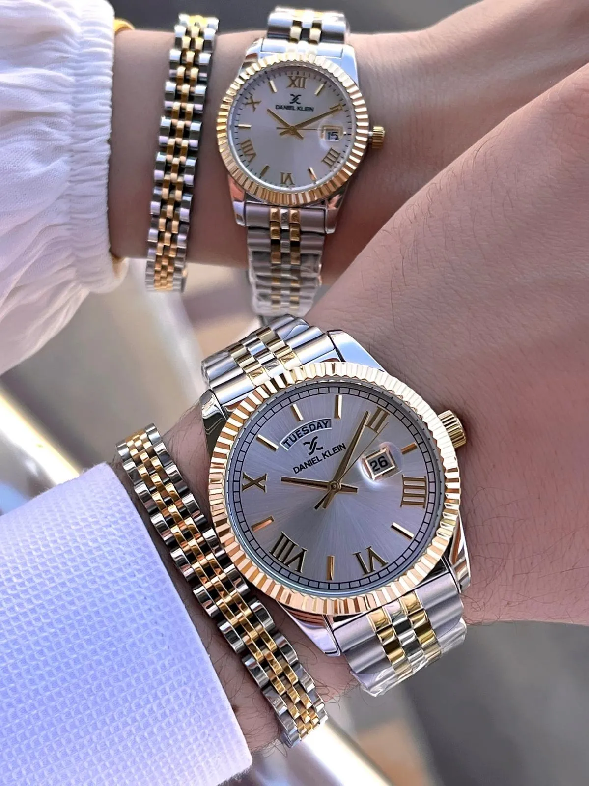 Daniel Klein Vip Seri Çelik Kordon Ve Çelik Bileklik Hediyeli 2 Yıl Garantili Cift Saati CF.10887C2