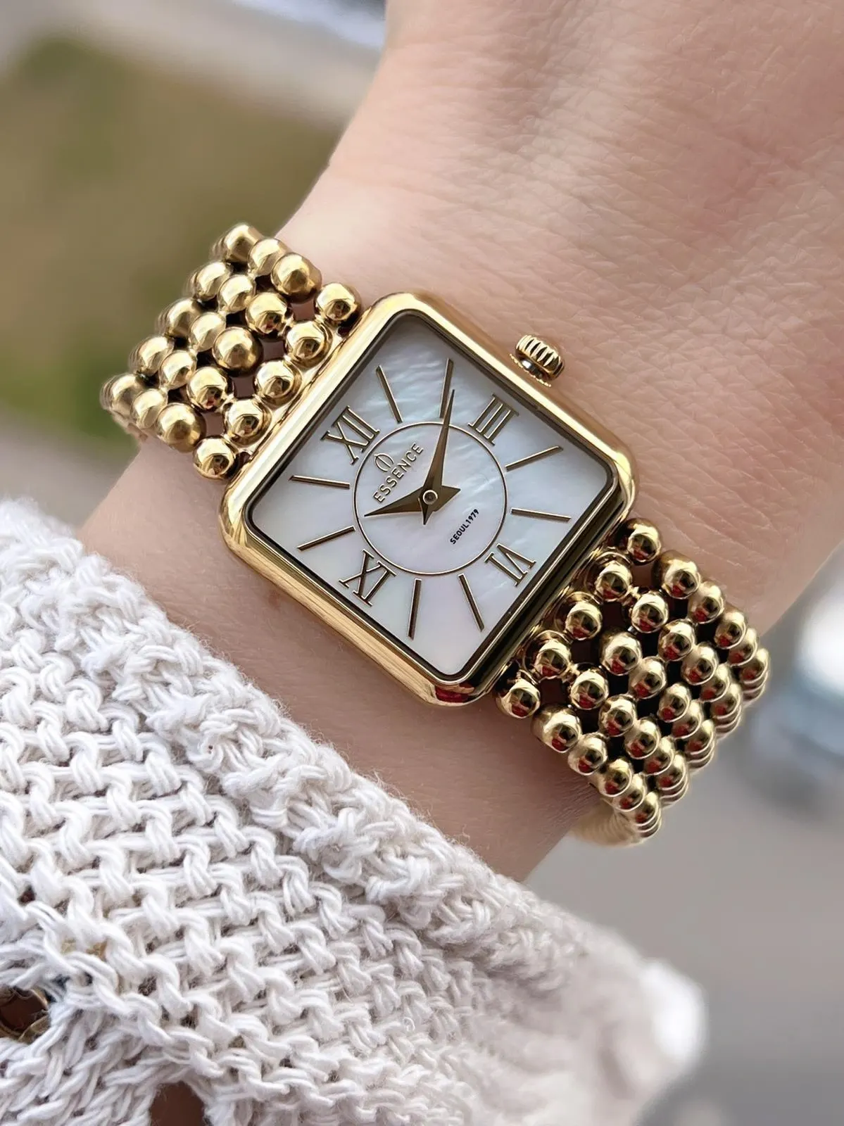 Essence Vintage Seri Küçük Köşeli Kasa Çelik Kararma Renk Atma Yapmaz Kadın Kol Saat+Bileklik 6959.3