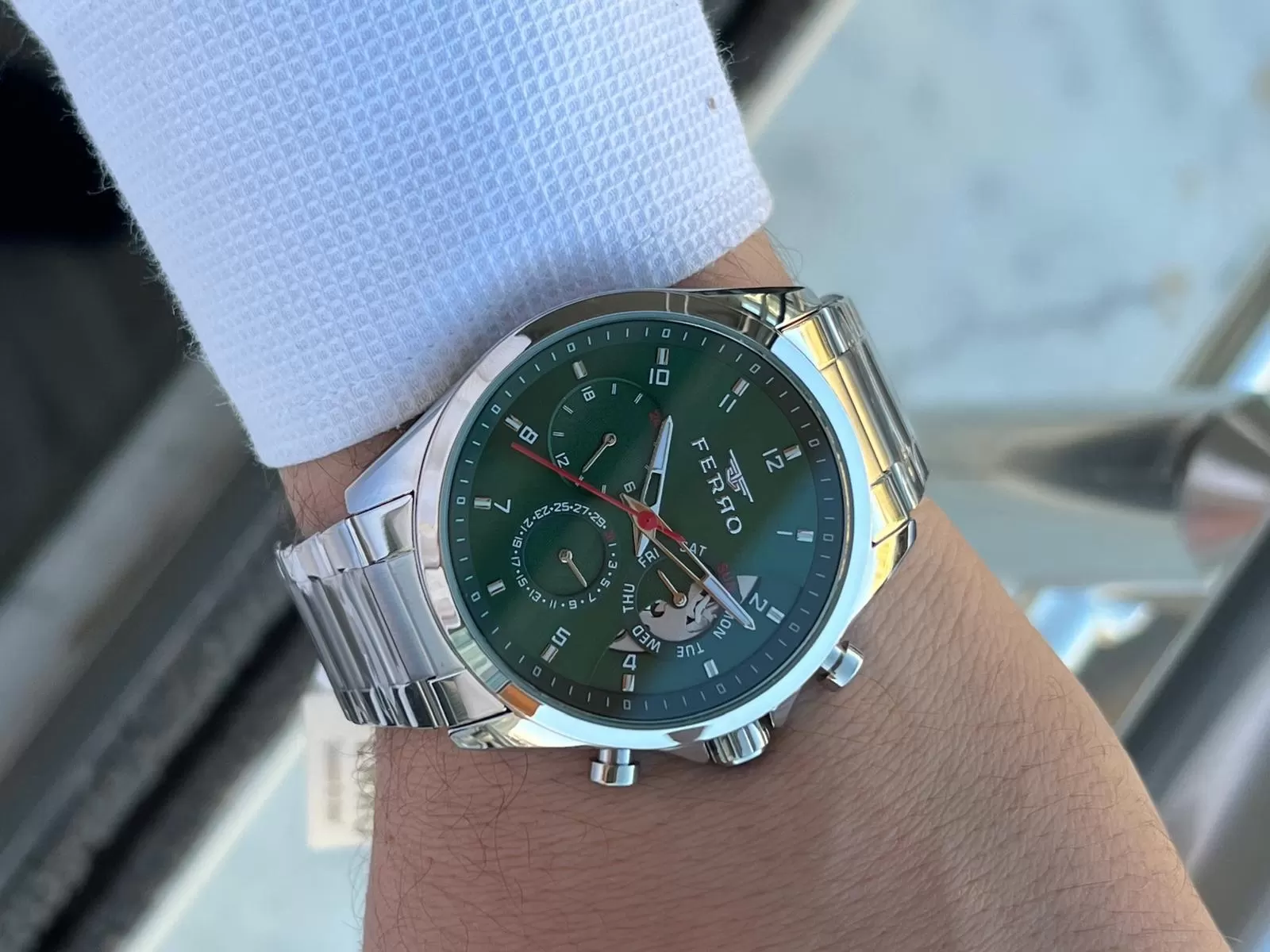 Ferro Çelik Kordon İç Fonksiyonları Aktif Chronograph 30 Mt Su Geçirmez Erkek Kol Saati EFM.11460.A6