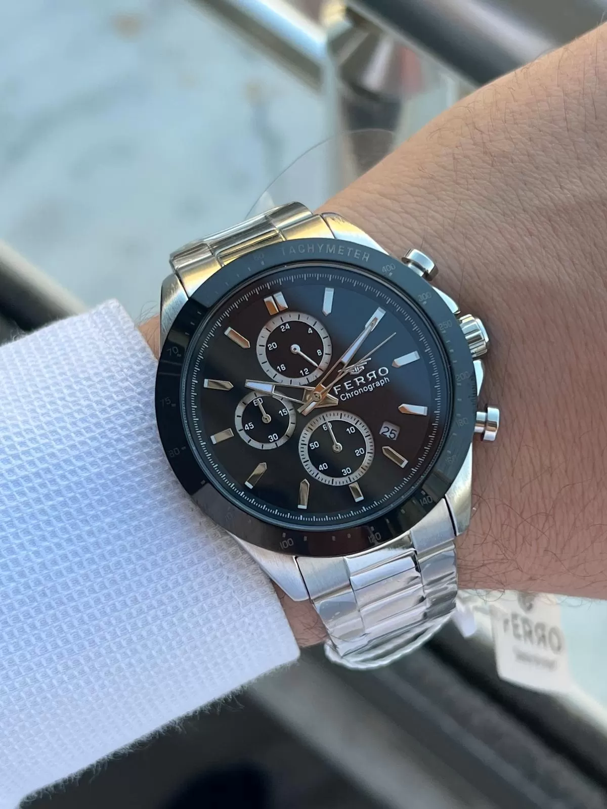 Ferro Çelik Kordon İç Fonksiyonları Aktif Chronograph 30 Mt Su Geçirmez Erkek Kol Saati EFM.31455.J2