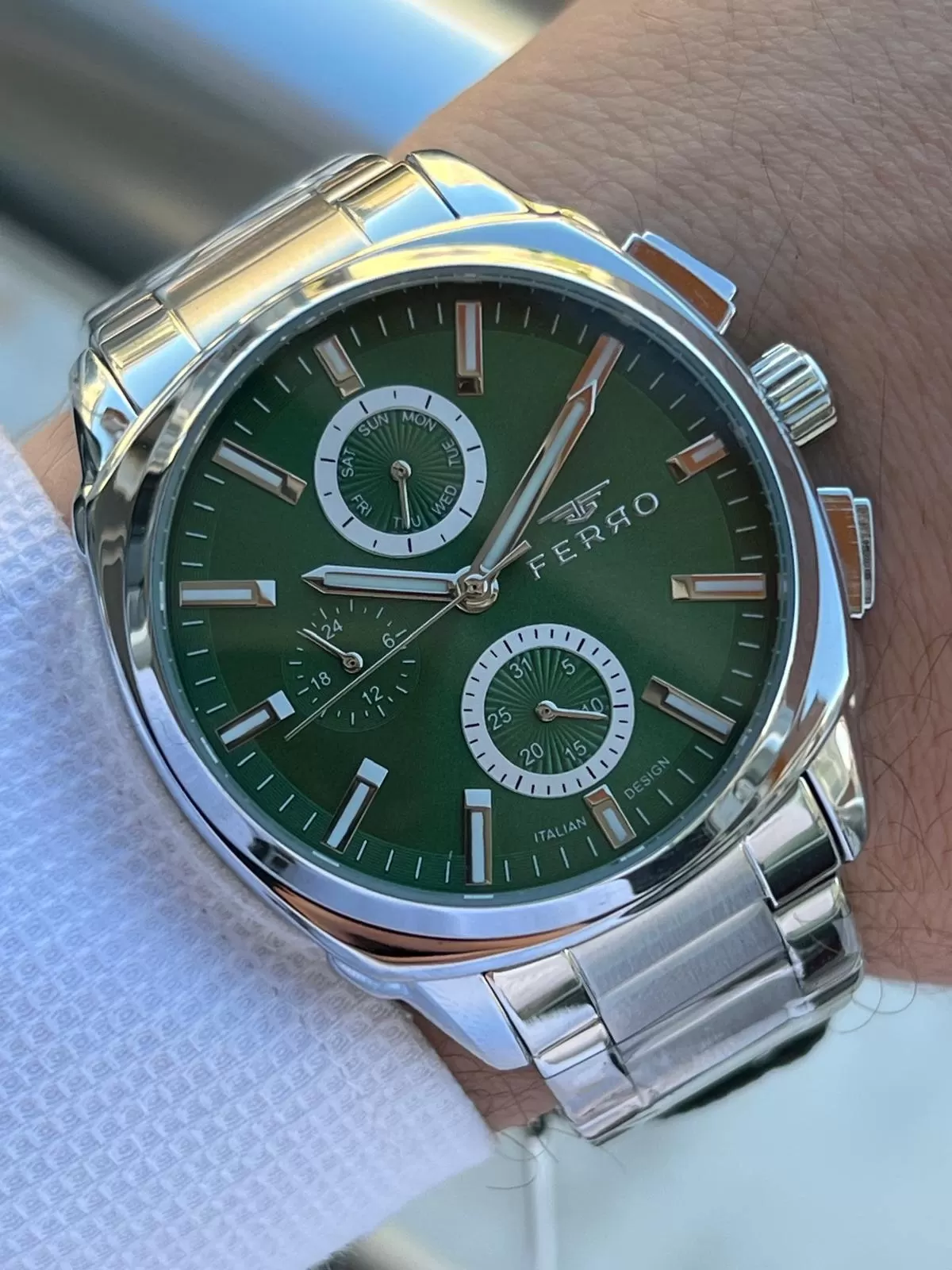 Ferro Çelik Kordon İç Fonksiyonları Aktif Chronograph 30 Mt Su Geçirmez Erkek Kol Saati EFM.40126.A6