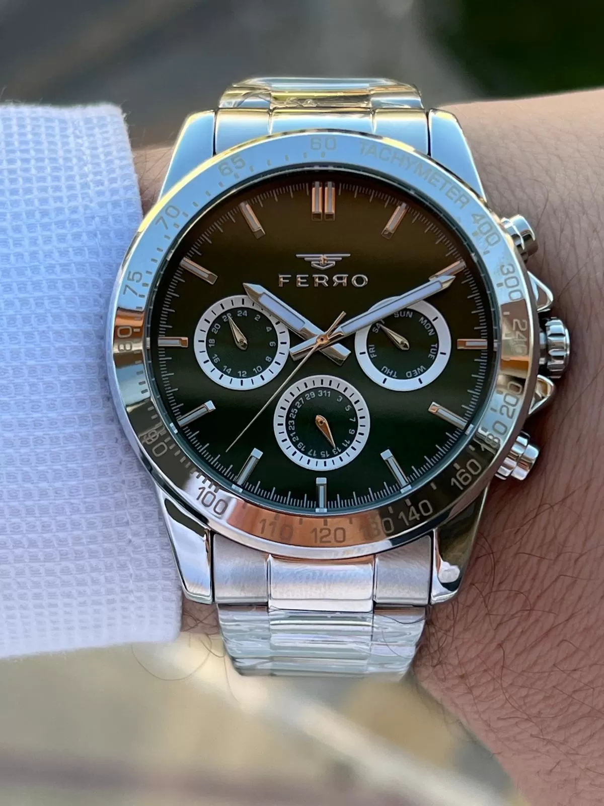 Ferro Çelik Kordon İç Fonksiyonları Aktif Chronograph 30 Mt Su Geçirmez Erkek Kol Saati EFM.11458.A6