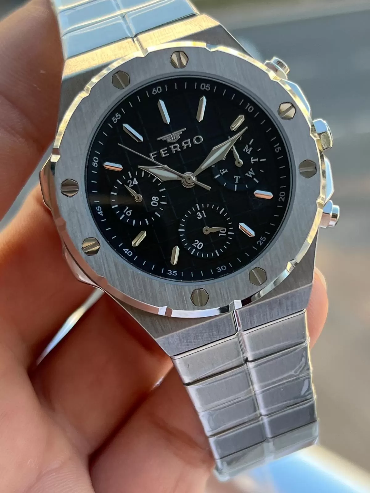 Ferro Çelik Kordon İç Fonksiyonları Aktif Chronograph 30 Mt Su Geçirmez Erkek Kol Saati EFM.43002.A2