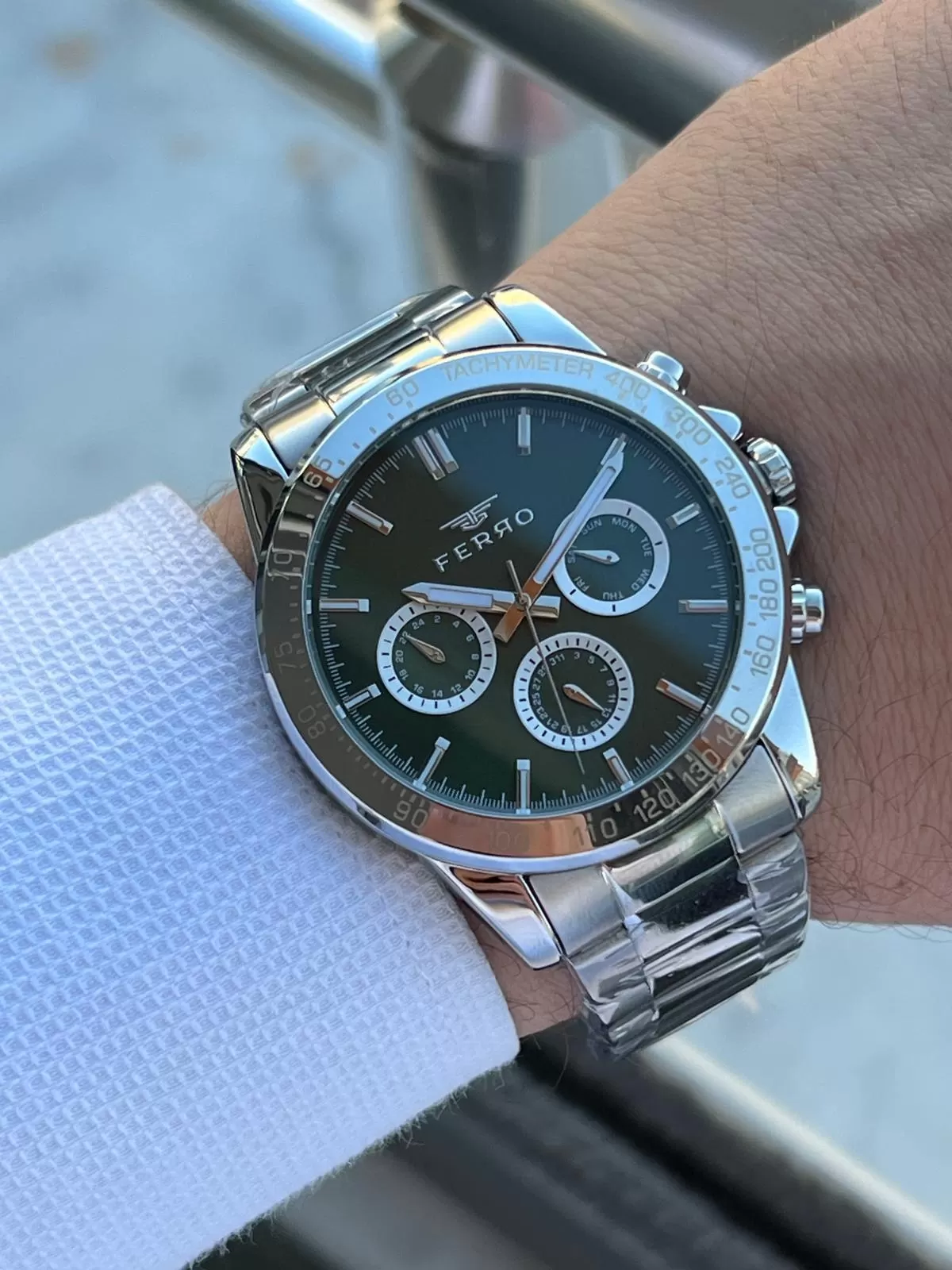 Ferro Çelik Kordon İç Fonksiyonları Aktif Chronograph 30 Mt Su Geçirmez Erkek Kol Saati EFM.11458.A6