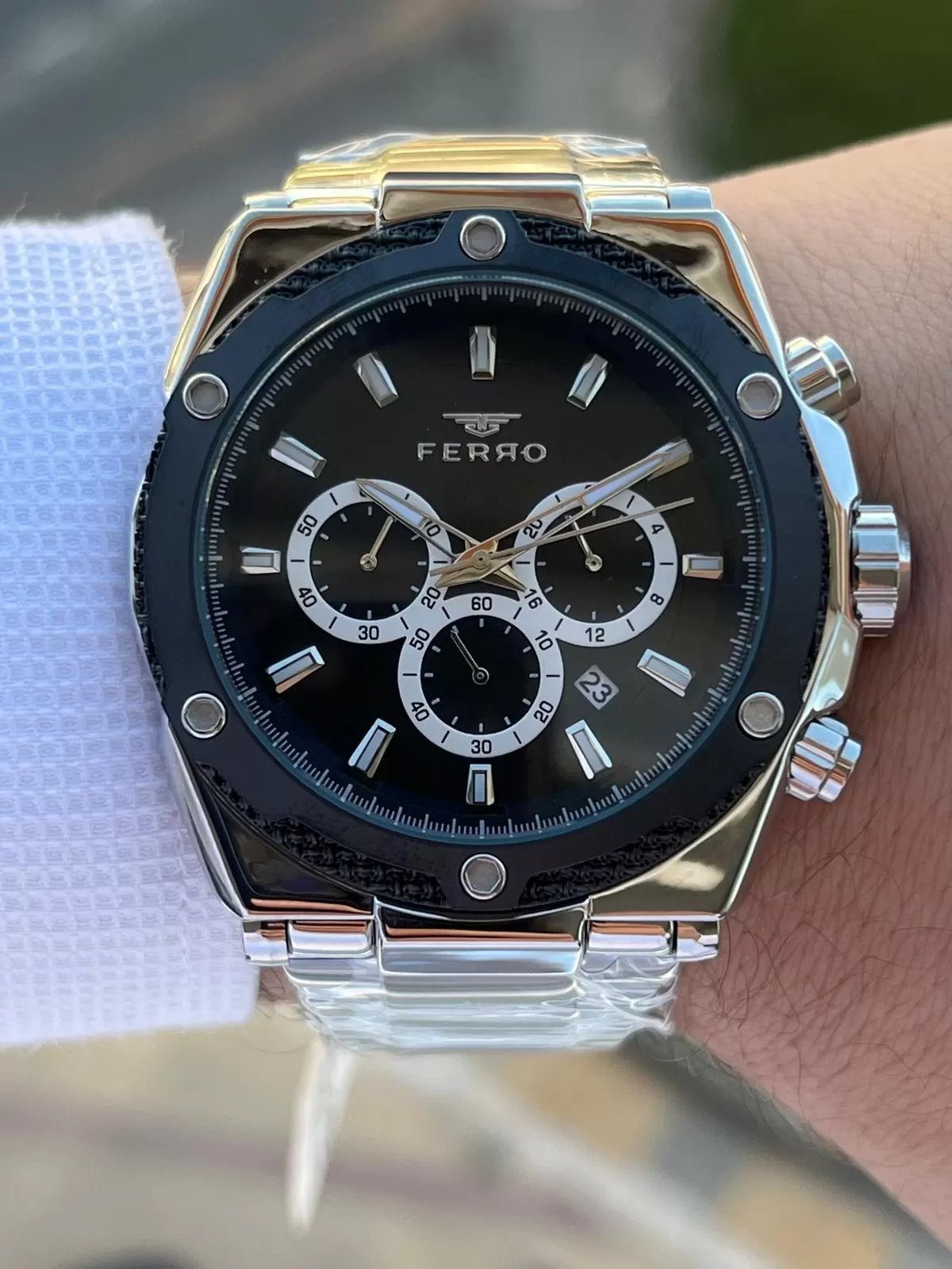 Ferro Çelik Kordon İç Fonksiyonları Aktif Chronograph 30 Mt Su Geçirmez Erkek Kol Saati EFM.31397.J2