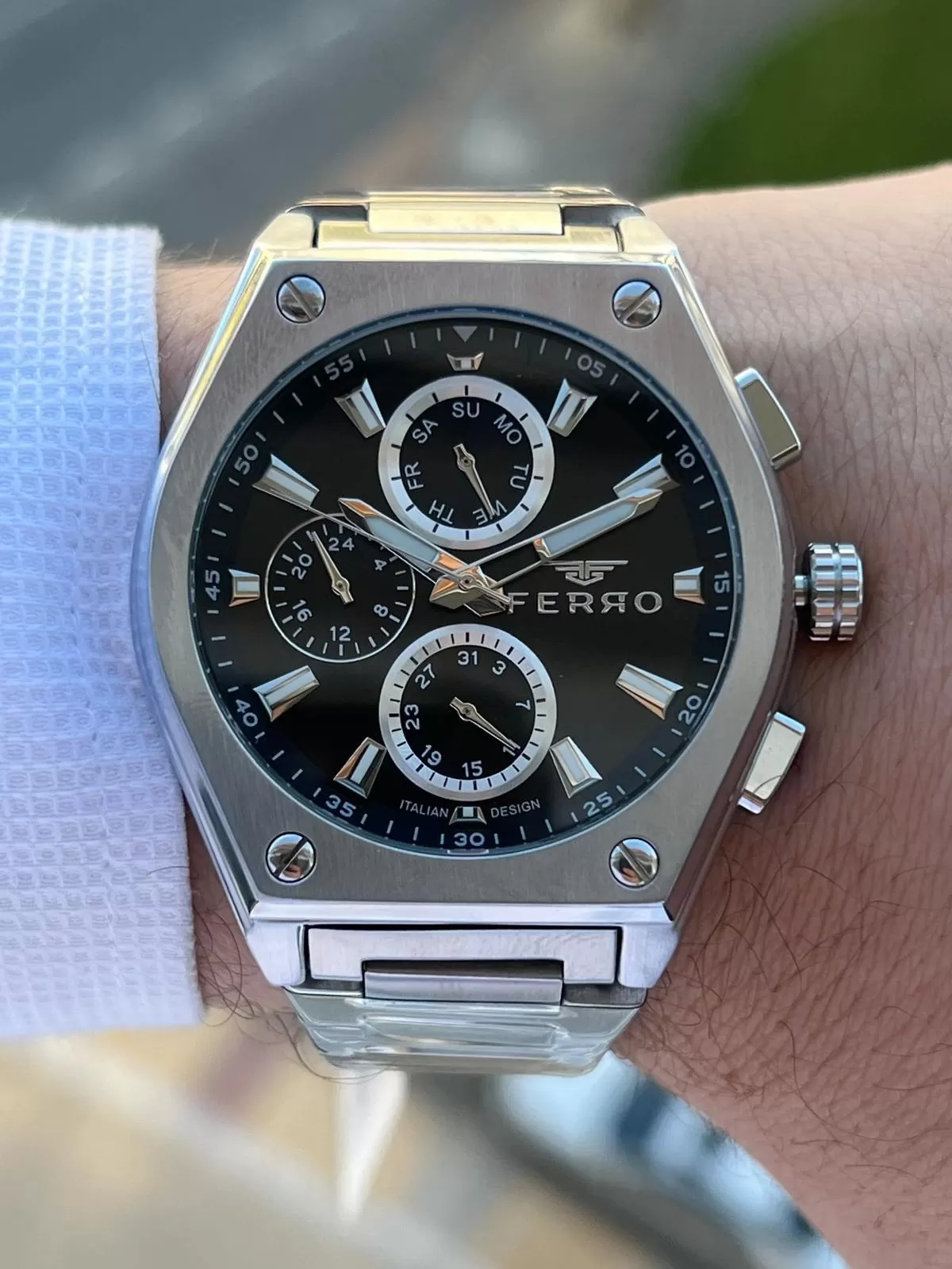 Ferro Çelik Kordon İç Fonksiyonları Aktif Chronograph 30 Mt Su Geçirmez Erkek Kol Saati EFM.40132.A2