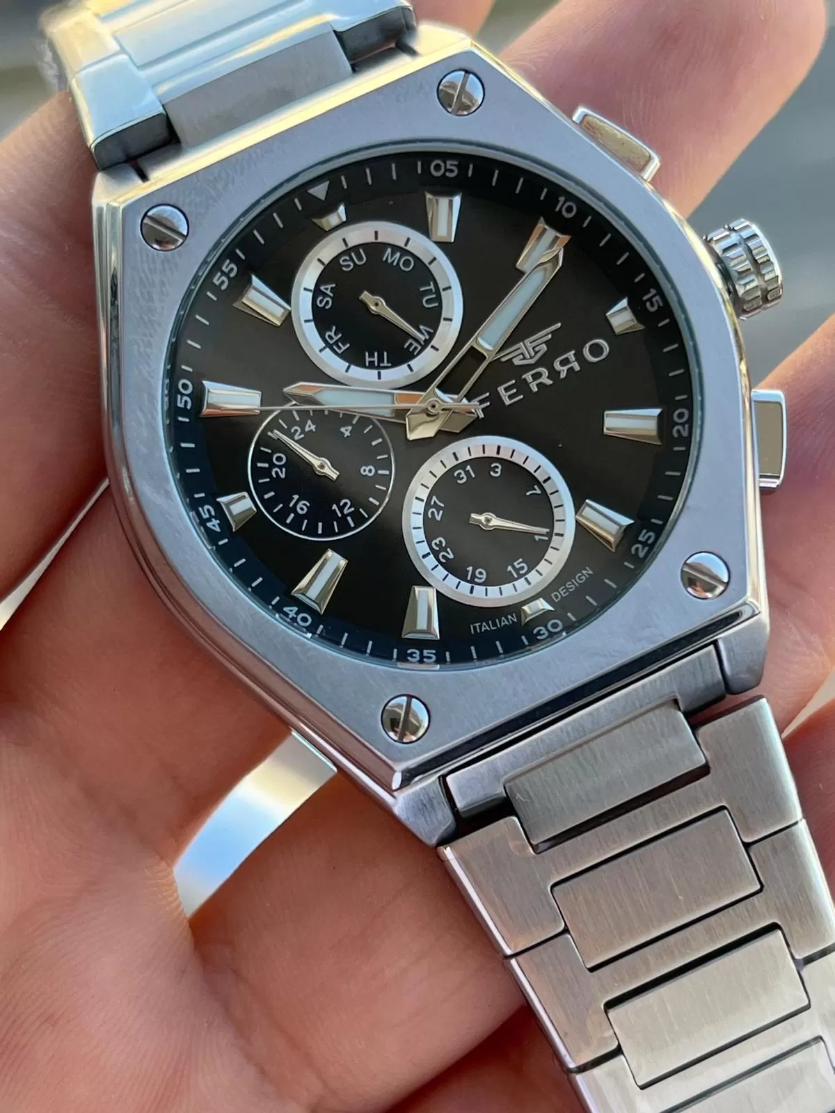 Ferro Çelik Kordon İç Fonksiyonları Aktif Chronograph 30 Mt Su Geçirmez Erkek Kol Saati EFM.40132.A2