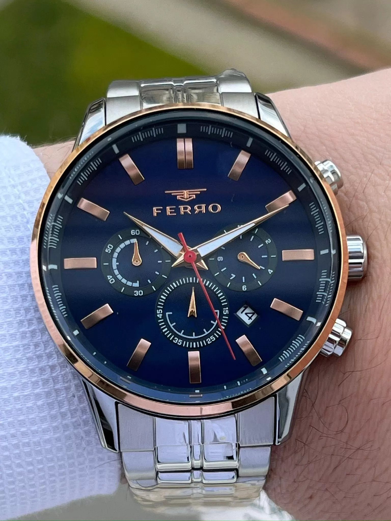 Ferro Çelik Kordon İç Fonksiyonları Aktif Chronograph 30 Mt Su Geçirmez Erkek Kol Saat EFM31084-E3