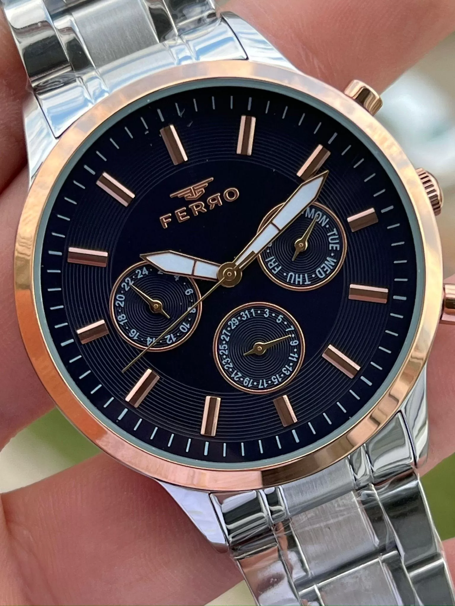 Ferro Çelik Kordon İç Fonksiyonları Aktif Chronograph 30 Mt Su Geçirmez Erkek Kol Saat EFM11145-A3