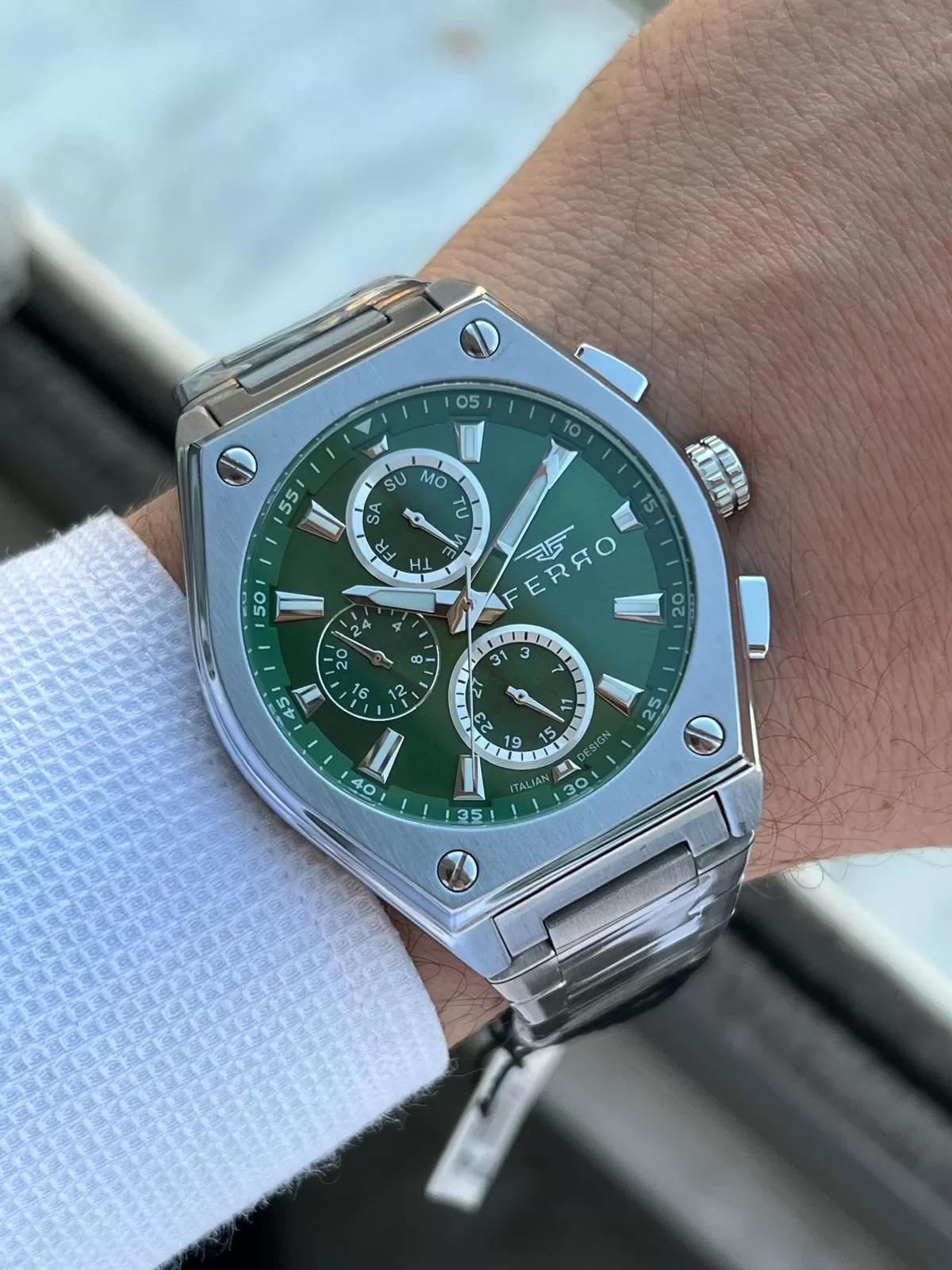 Ferro Çelik Kordon İç Fonksiyonları Aktif Chronograph 30 Mt Su Geçirmez Erkek Kol Saati EFM.40132.A6