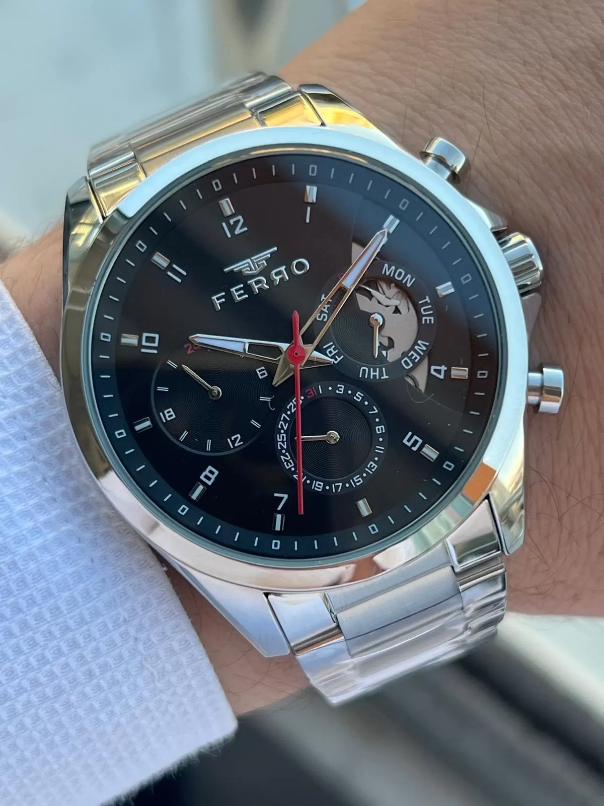 Ferro Çelik Kordon İç Fonksiyonları Aktif Chronograph 30 Mt Su Geçirmez Erkek Kol Saati EFM.11460.A2