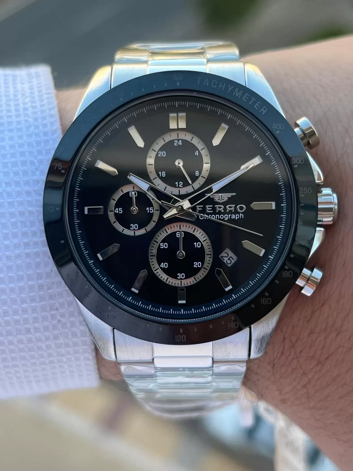 Ferro Çelik Kordon İç Fonksiyonları Aktif Chronograph 30 Mt Su Geçirmez Erkek Kol Saati EFM.31455.J2