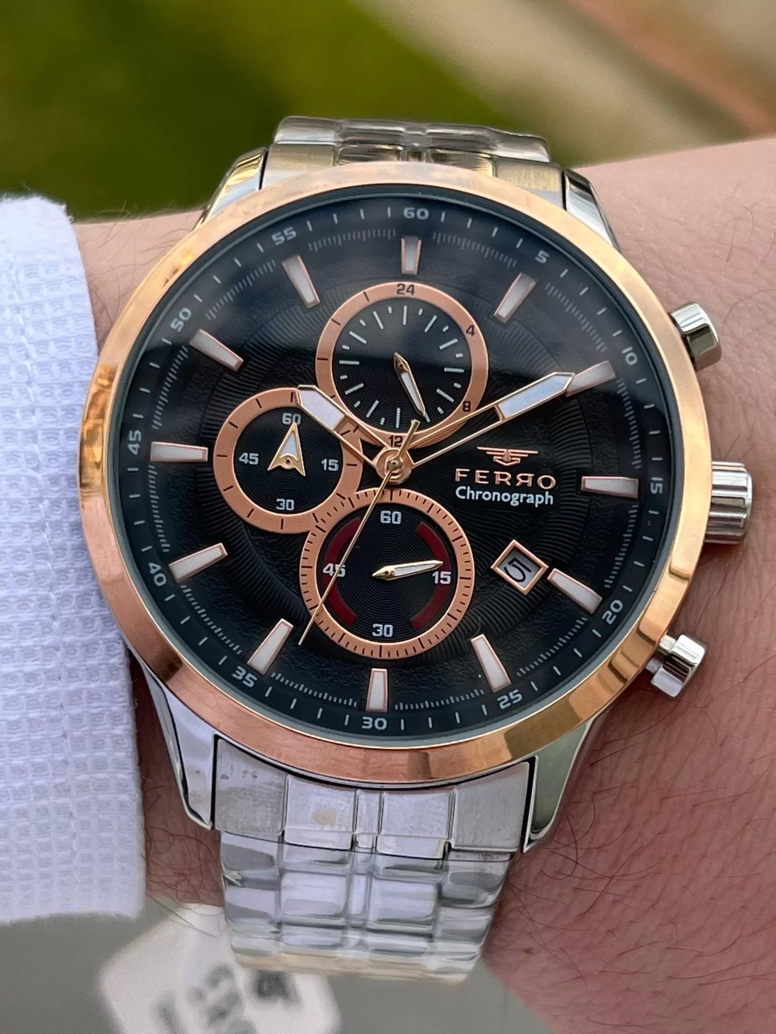 Ferro Çelik Kordon İç Fonksiyonları Aktif Chronograph 30 Mt Su Geçirmez Erkek Kol Saat EFM31377-E2