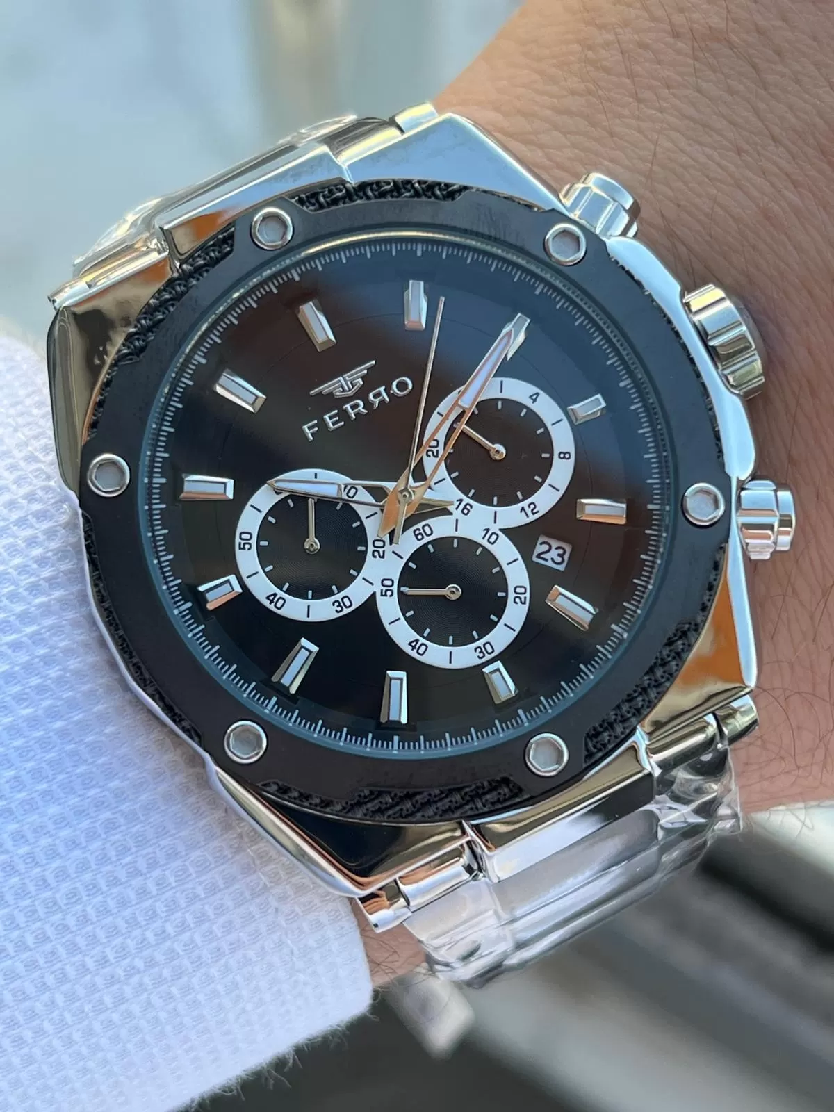 Ferro Çelik Kordon İç Fonksiyonları Aktif Chronograph 30 Mt Su Geçirmez Erkek Kol Saati EFM.31397.J2