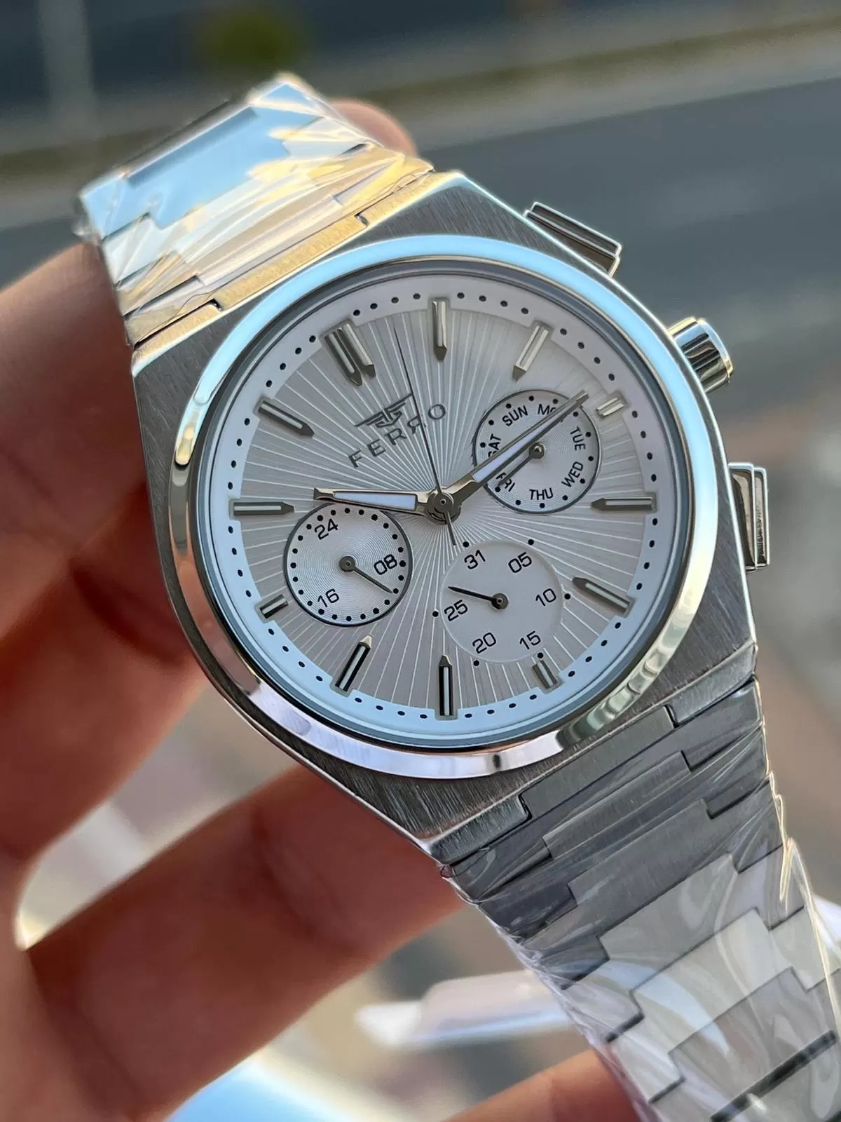 Ferro Çelik Kordon İç Fonksiyonları Aktif Chronograph 30 Mt Su Geçirmez Erkek Kol Saati EFM.11452.GB