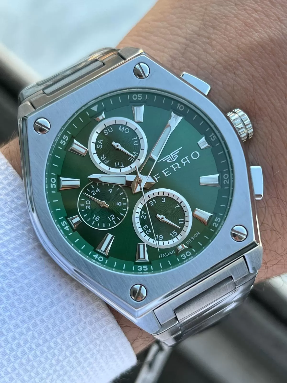 Ferro Çelik Kordon İç Fonksiyonları Aktif Chronograph 30 Mt Su Geçirmez Erkek Kol Saati EFM.40132.A6