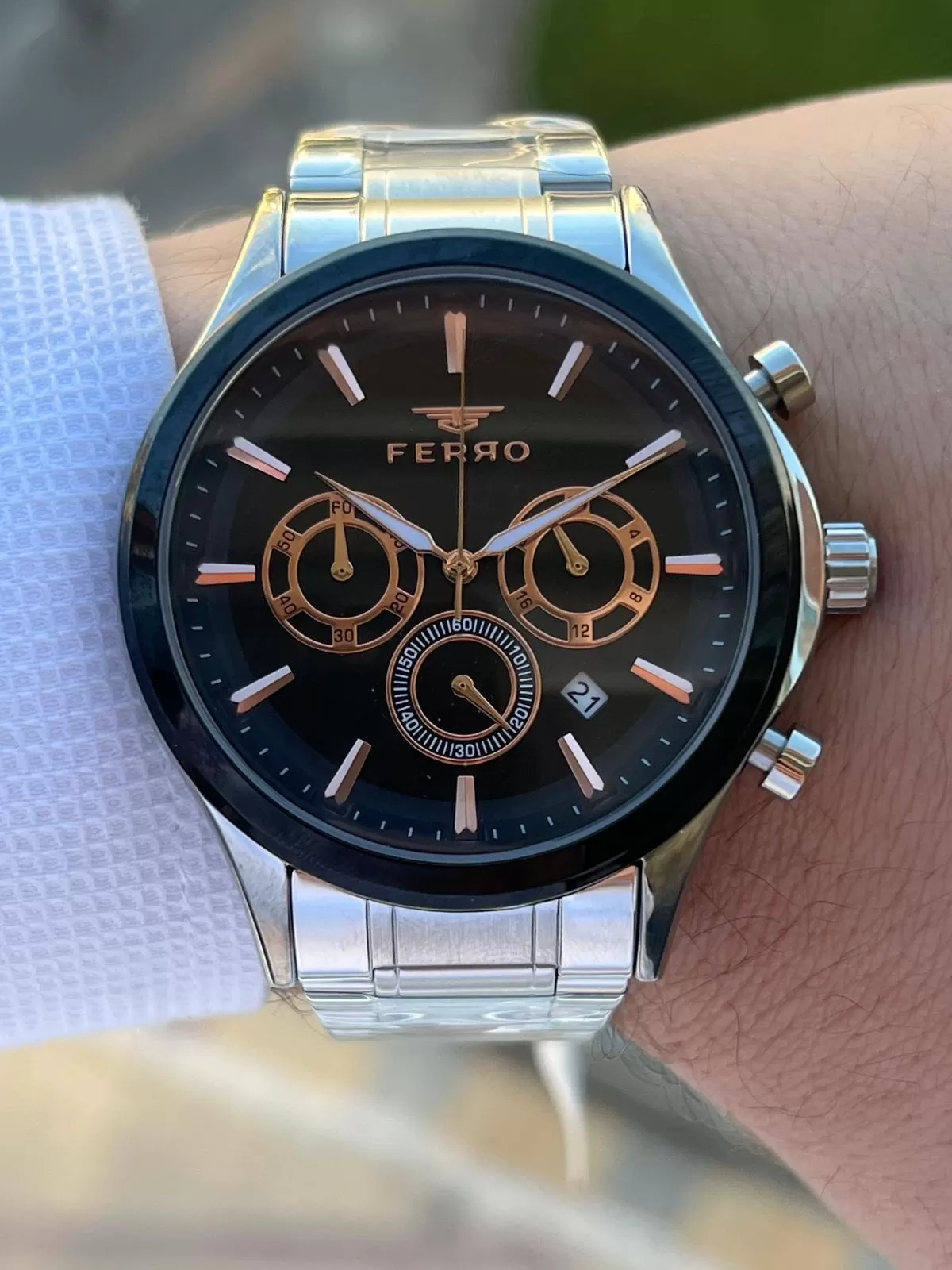 Ferro Çelik Kordon İç Fonksiyonları Aktif Chronograph 30 Mt Su Geçirmez Erkek Kol Saati EFM.1367.J2