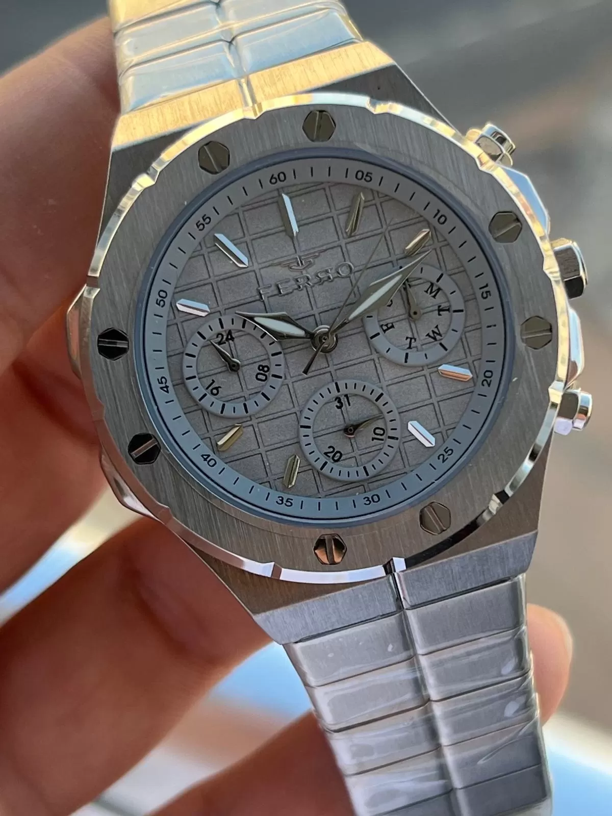 Ferro Çelik Kordon İç Fonksiyonları Aktif Chronograph 30 Mt Su Geçirmez Erkek Kol Saati EFM.432.A4