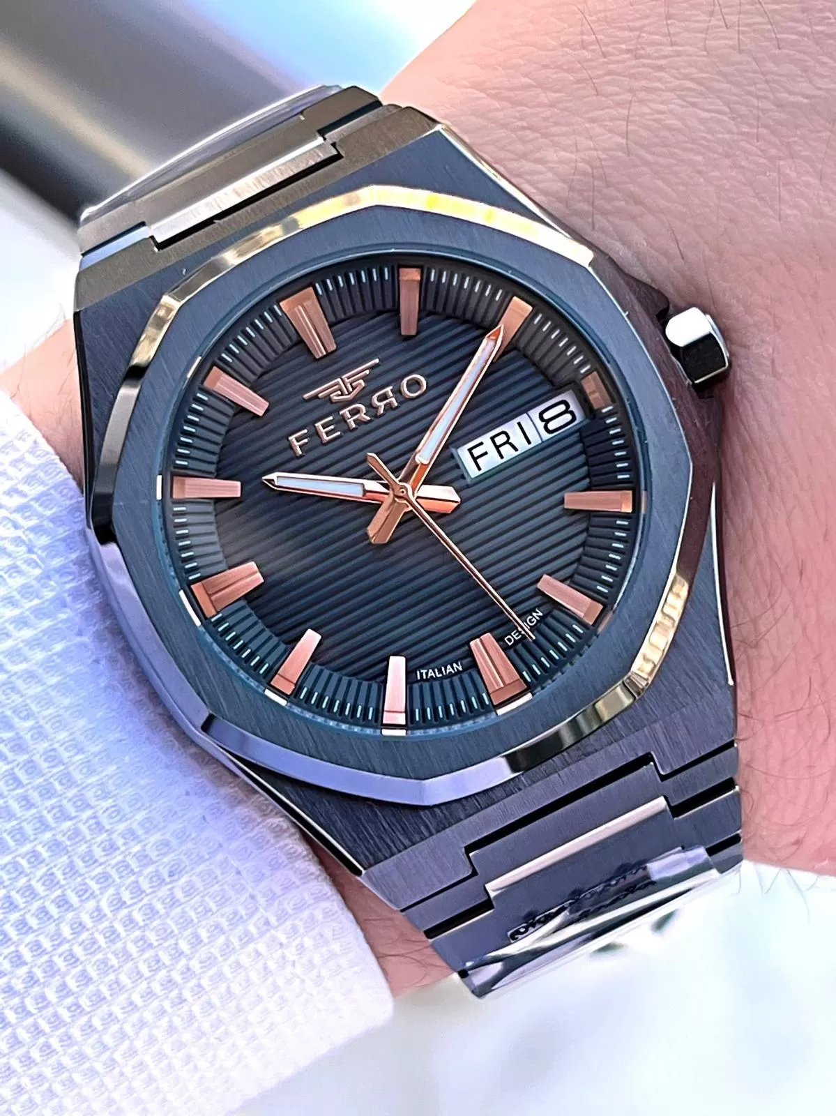 Ferro Çelik Kordon Nişan Ve Damat Saati Olarak ITALIAN DESIGN 3 Atm Erkek Kol Saati EFM40136-A4
