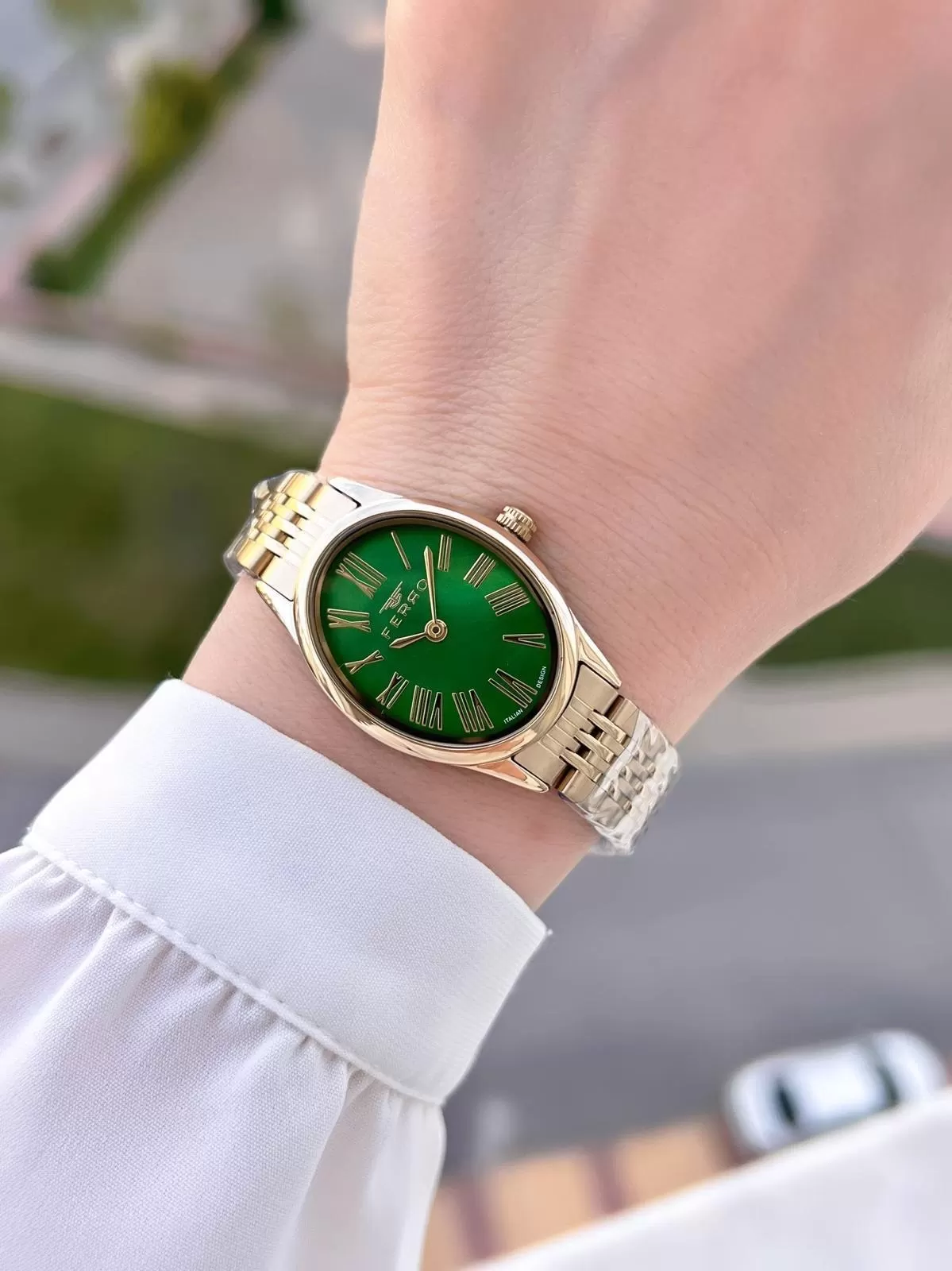 Ferro Çelik Kordon Oval Kasa İTALIAN DESIGN 2 Yıl Garantili Kadın Kol Saati+Bileklik EFL40145-M1