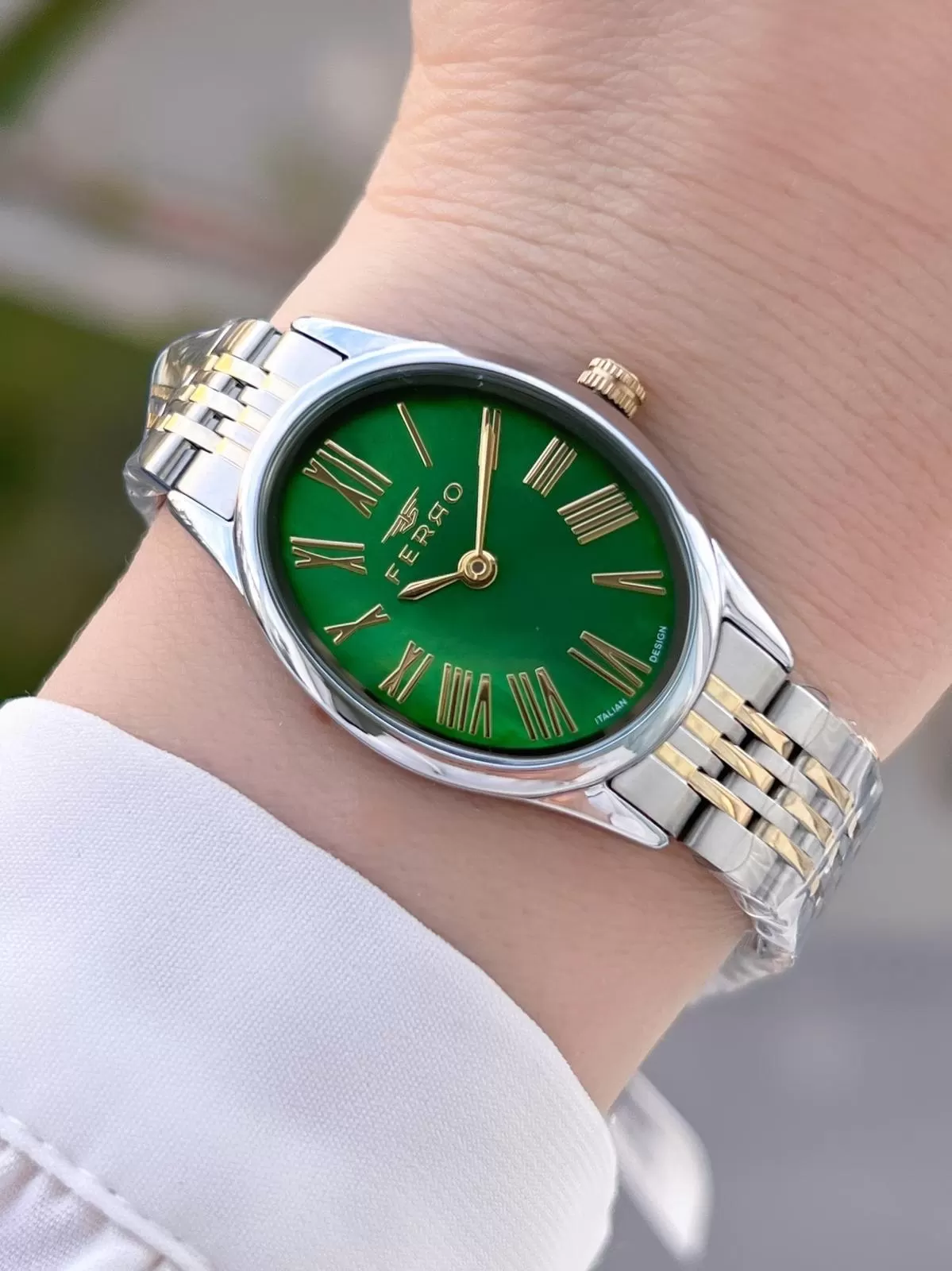Ferro Çelik Kordon Oval Kasa İTALIAN DESIGN 2 Yıl Garantili Kadın Kol Saati+Bileklik EFL40145-M6
