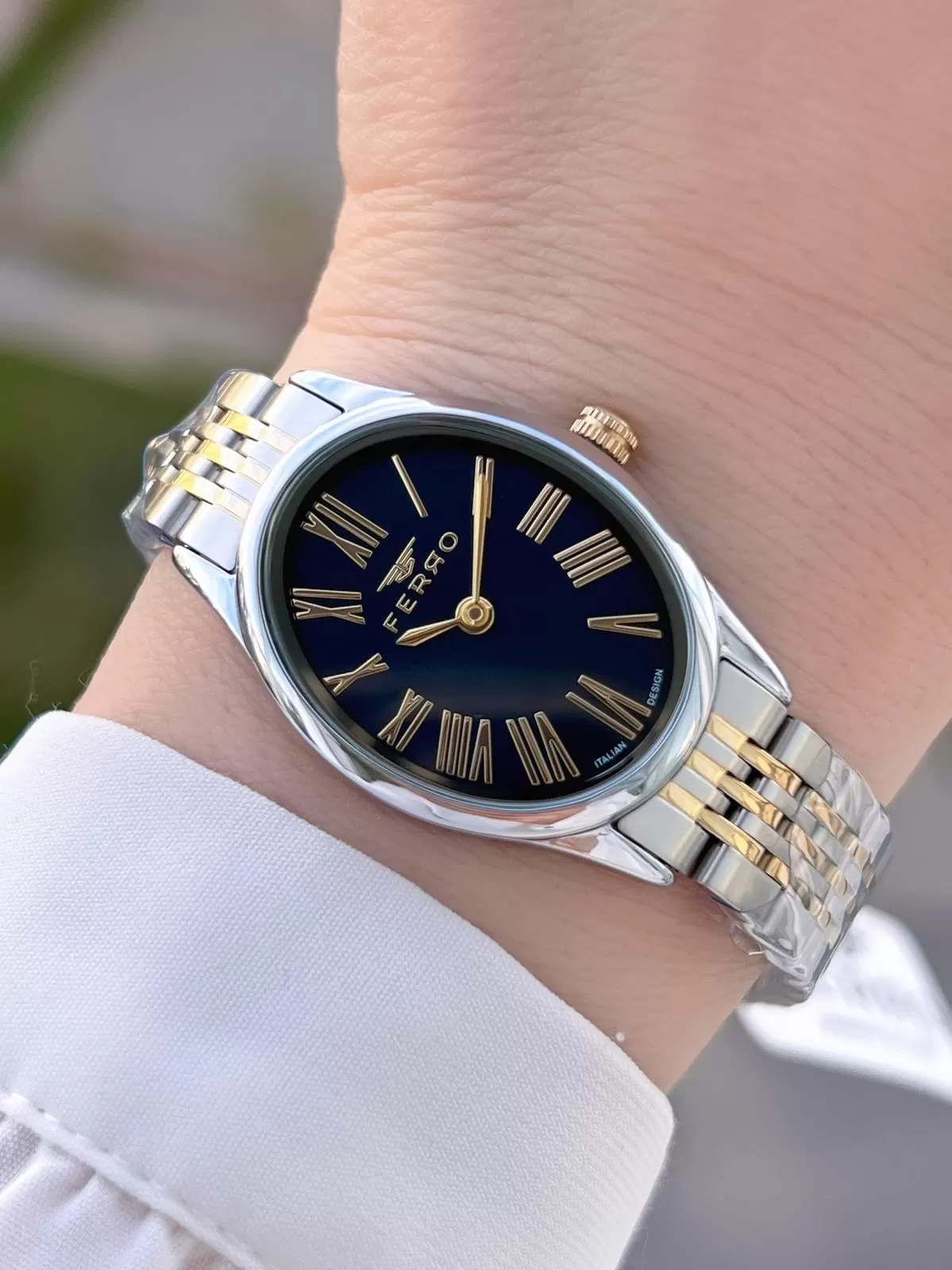 Ferro Çelik Kordon Oval Kasa İTALIAN DESIGN 2 Yıl Garantili Kadın Kol Saati+Bileklik EFL40145-M7
