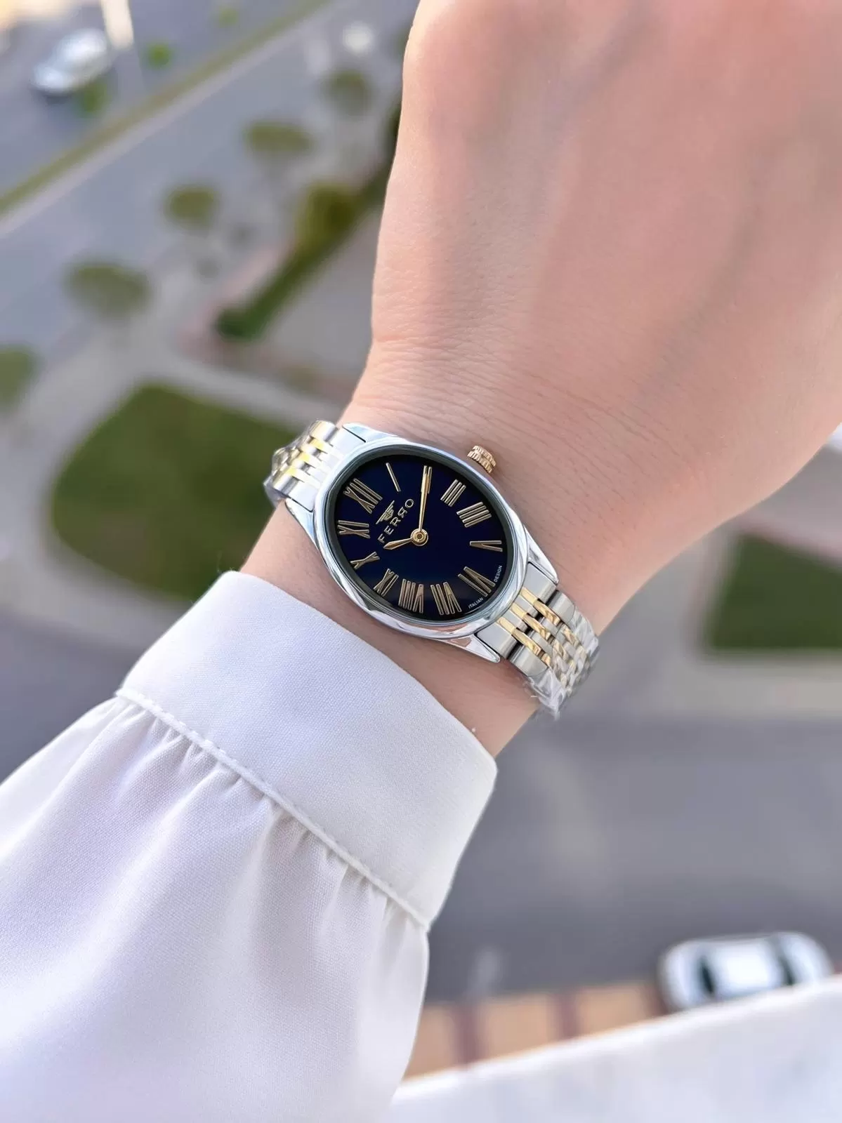 Ferro Çelik Kordon Oval Kasa İTALIAN DESIGN 2 Yıl Garantili Kadın Kol Saati+Bileklik EFL40145-M7