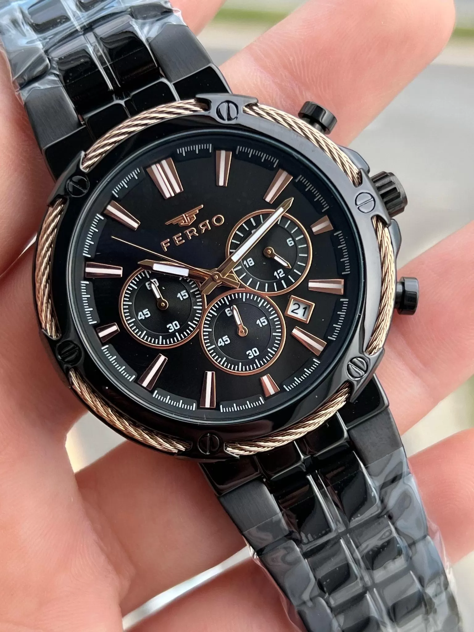 FERRO İç Fonksiyonları Aktif Chronograph 30 Mt Su Geçirmez Erkek kol Saat xf0032