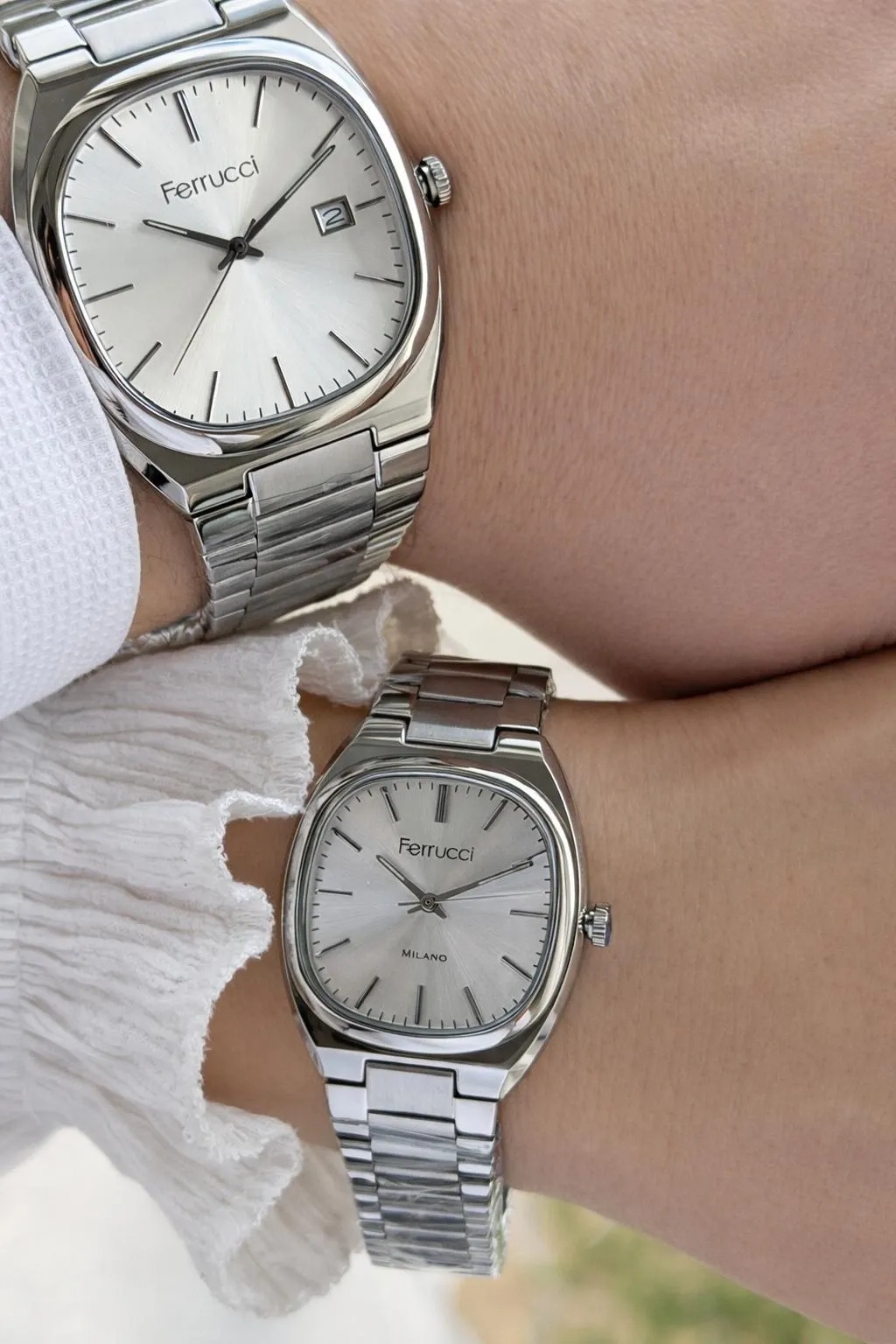 Ferrucci Çift Sevgili Saati Çelik Kordon 3 Atm Suya Dayanıklı Kol Saati VS.BLKT.0832