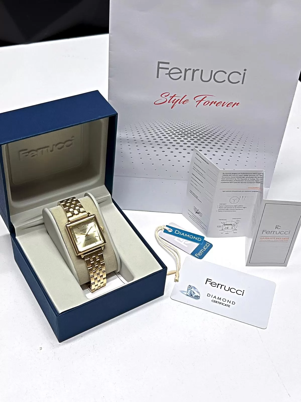 Ferrucci Diamond Pırlanta Taşlı Ve Sertifikalı Özel Kutulu Kadın Kol Saati+Bileklik BFC.01118-02