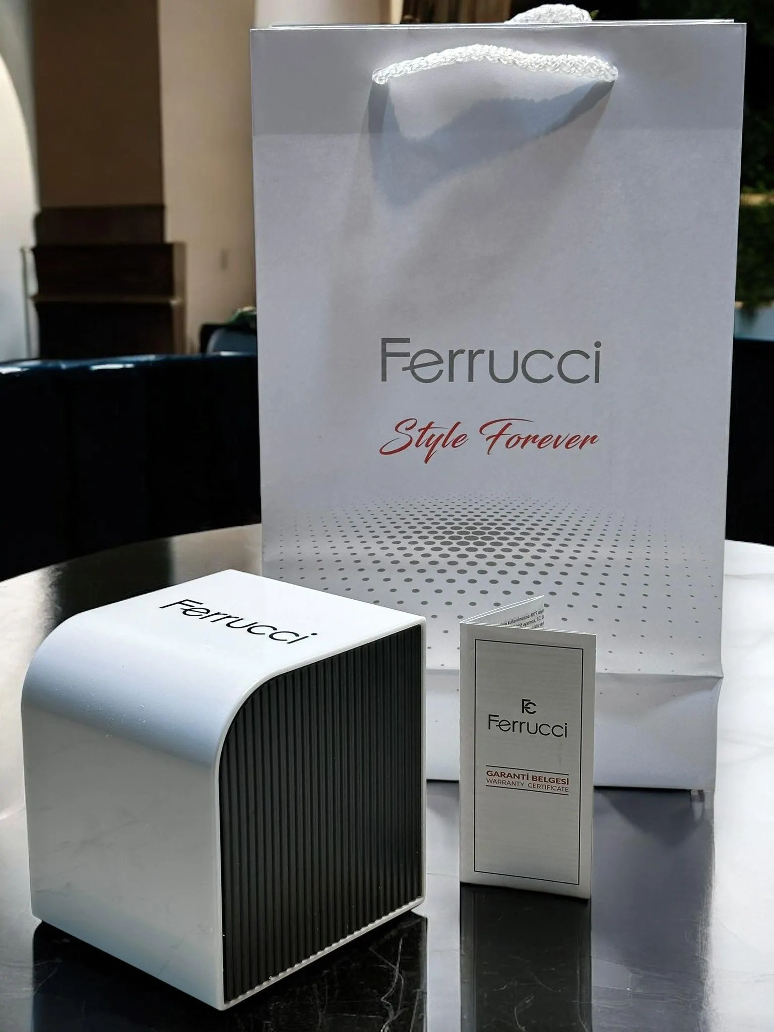 Ferrucci İç Fonksiyonları Aktif 30mt Suya Dayanıklı Çelik Kordon + Bileklik Hediyeli Erkek Kol Saati VS.BLKT.0771