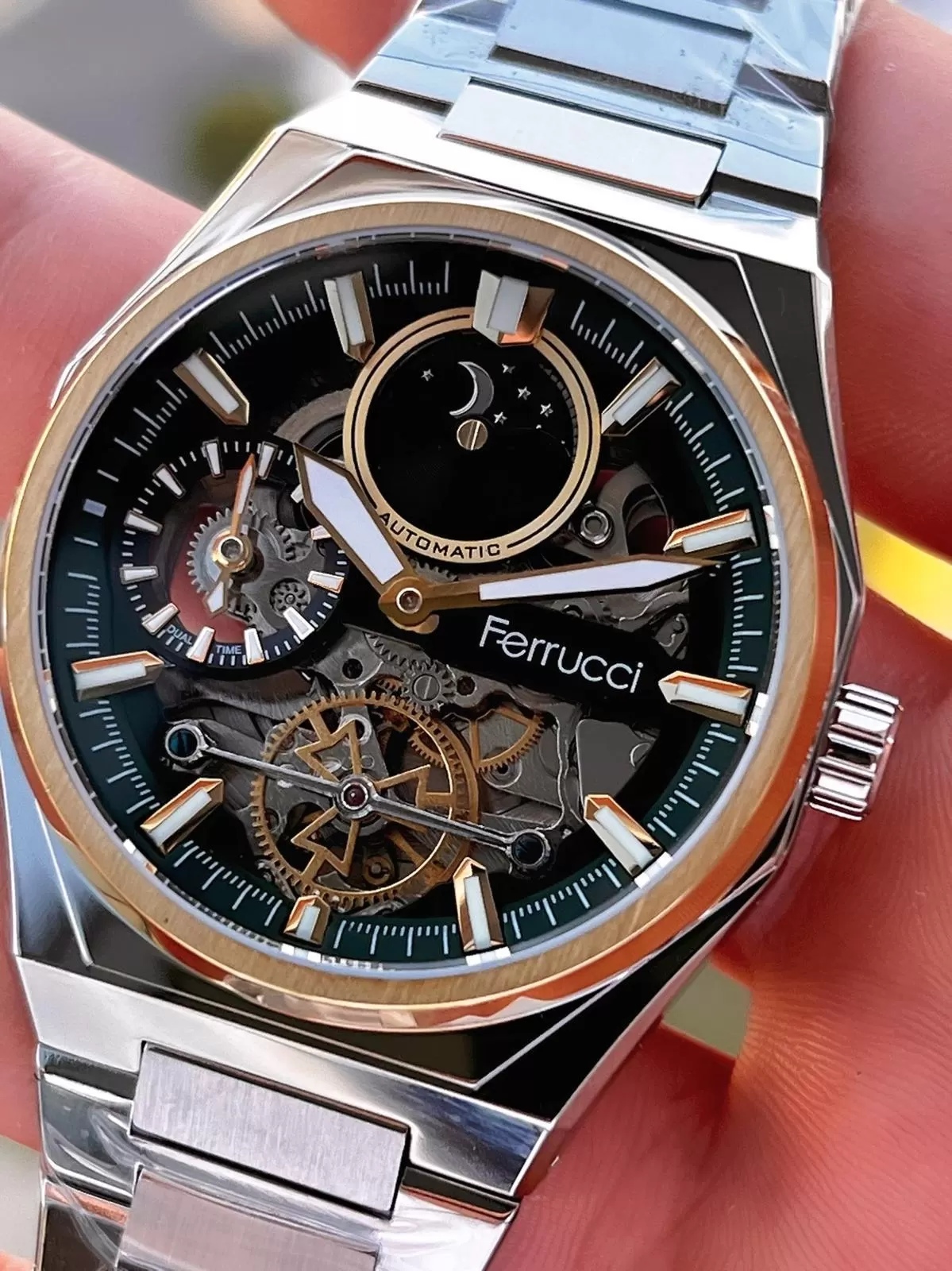 Ferrucci Otomatik&Kurmalı 3 Atm Suya Dayanıklı Çelik Kordonlu Erkek Kol Saati BFC.03571.2