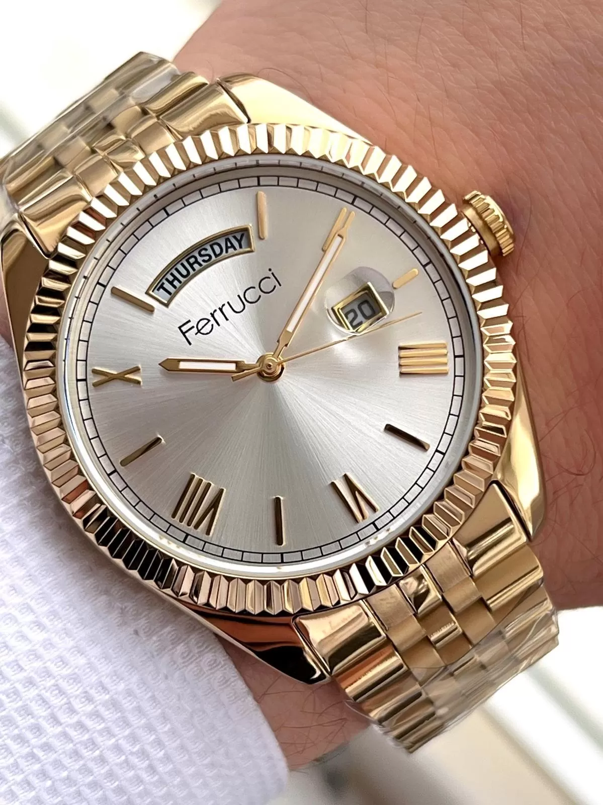 Ferrucci Rolex Model Çelik Kordon Takvimli Kadran 30 Mt Suya Dayanıklı Erkek Kol Saati FEC.13029M07