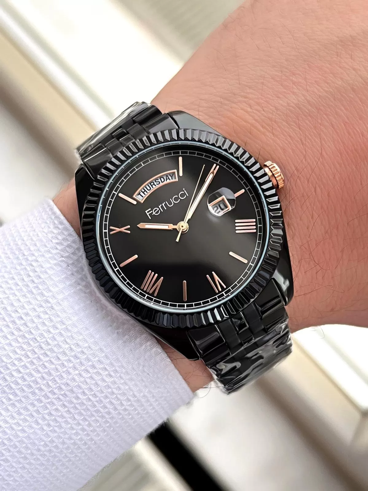 Ferrucci Rolex Model Çelik Kordon Takvimli Kadran 30 Mt Suya Dayanıklı Erkek Kol Saati FEC.13029M05