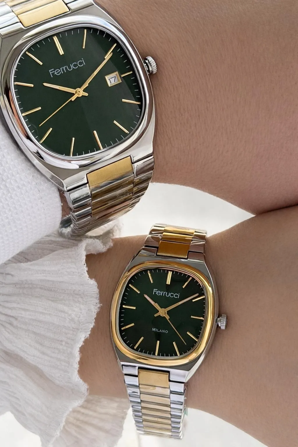 Ferrucci Sevgili Ve Çiftlere Özel Çelik Kordon 2 Yıl Garantili 3 Atm Çift Kol Saati CFT.SG001.04