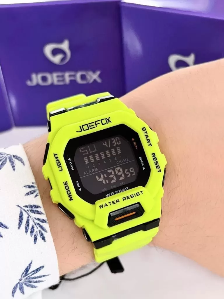 Joe.439 Joefox Digital Alarmlı-Zemin Aydınlatma-Kronometreli Unisex 3Atm Suya Dayanıklı Kol Saati