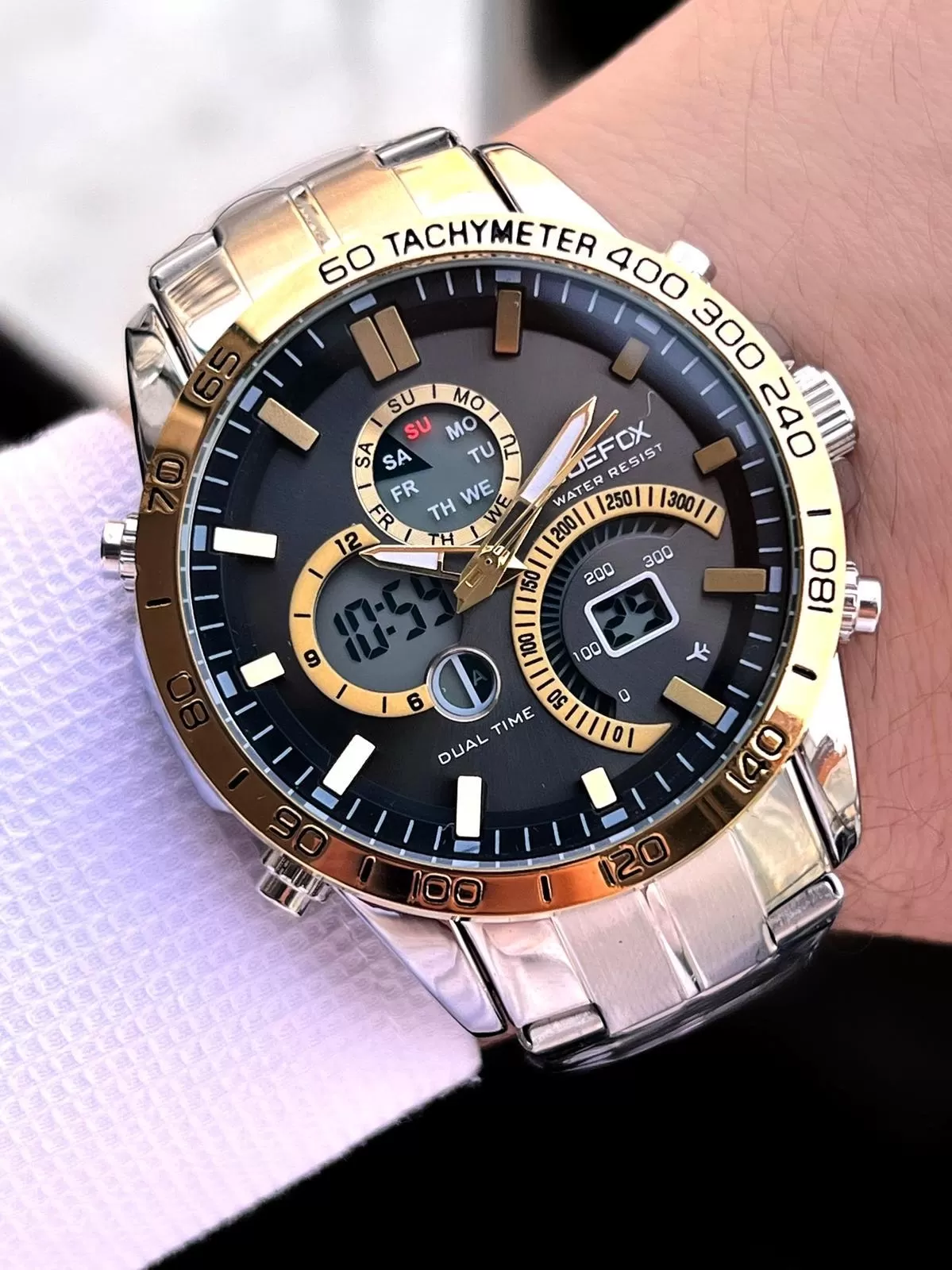 Joefox Çelik Kordon Dijital Ve Analog 2 Yıl Garantili 3 Atm Suya Dayanıklı Erkek Kol Saati JOE.CL04