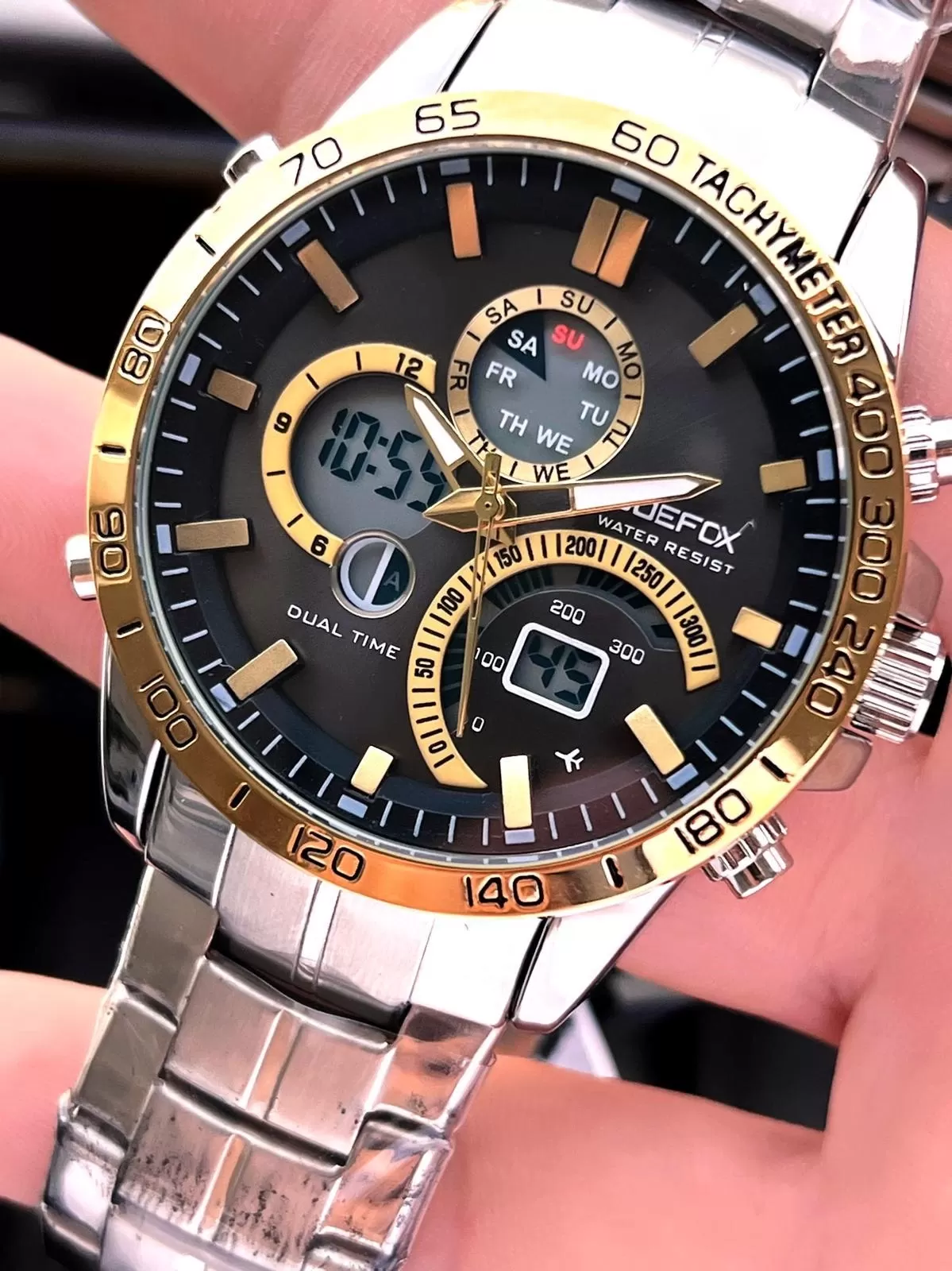 Joefox Çelik Kordon Dijital Ve Analog 2 Yıl Garantili 3 Atm Suya Dayanıklı Erkek Kol Saati JOE.CL04
