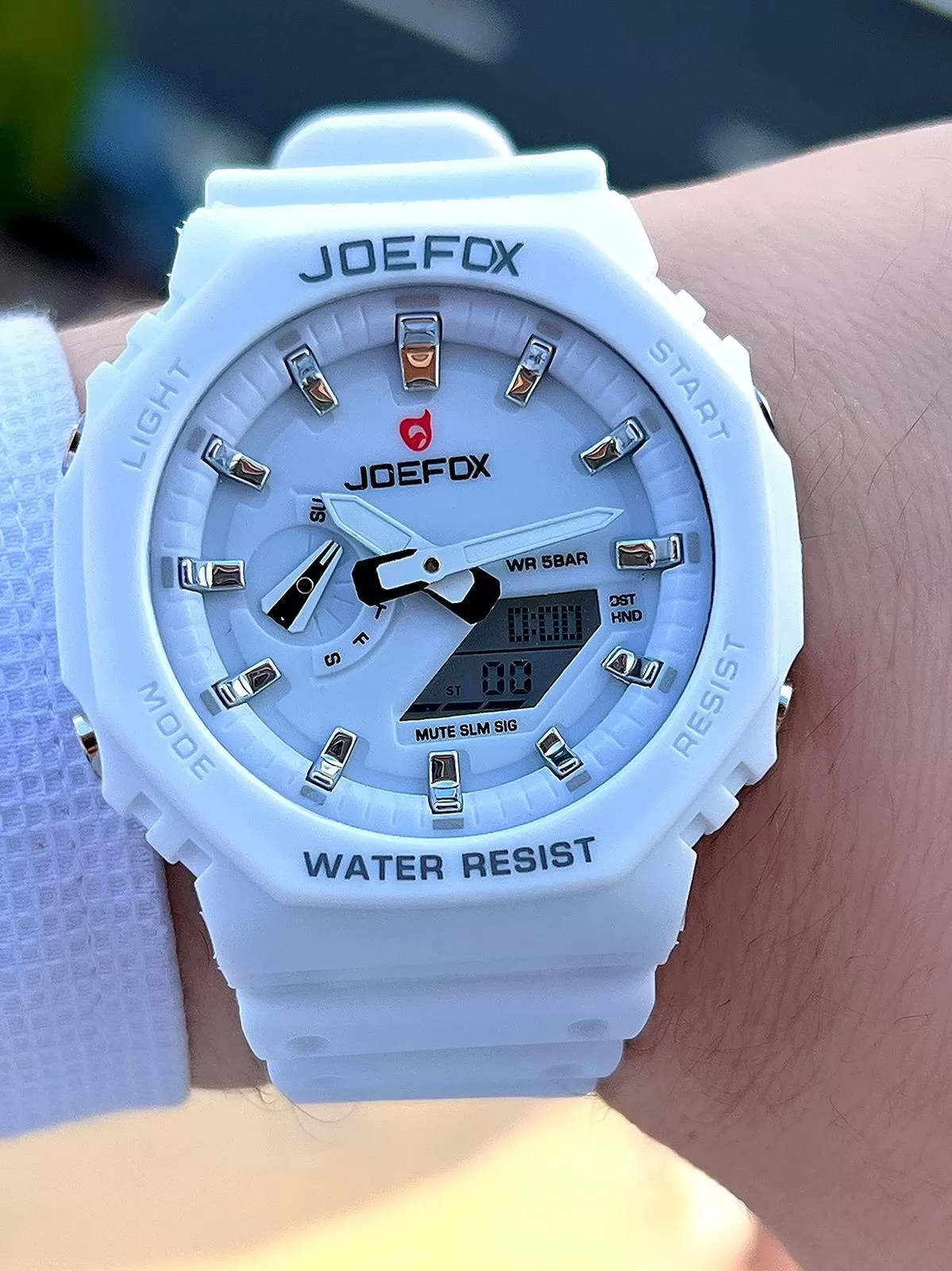 Joefox G-SHOCK Kasa Beyaz Digital/Analog 5 Atm Suya Dayanıklı 2 Yıl Garantili Spor Kol Saati J-GS21