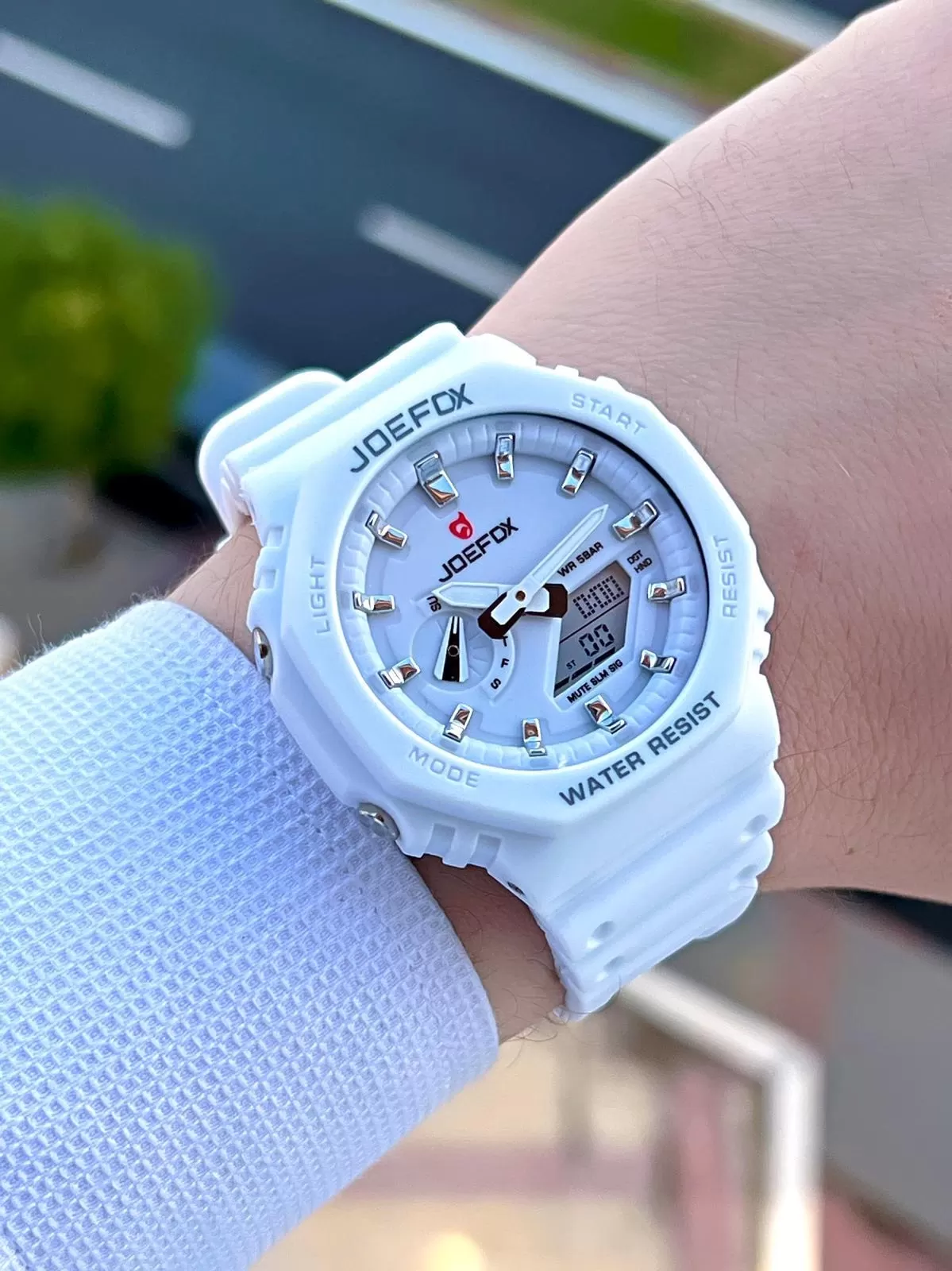 Joefox G-SHOCK Kasa Beyaz Digital/Analog 5 Atm Suya Dayanıklı 2 Yıl Garantili Spor Kol Saati J-GS21