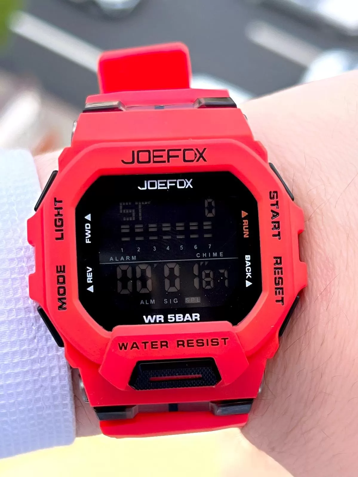 Joefox G-SHOCK Kasa Kırmızı/Siyah Digital 5 Atm Suya Dayanıklı 2 Yıl Garantili Spor Kol Saati J-GS01