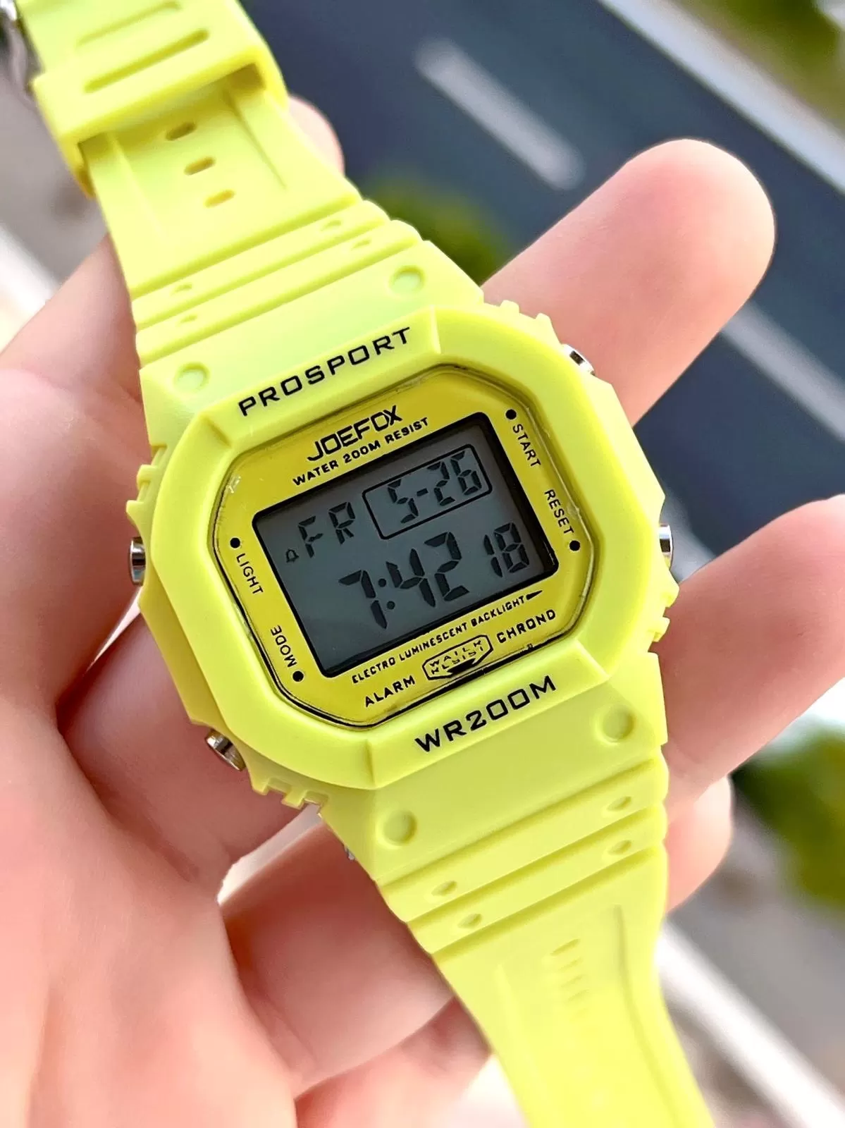 Joefox G-SHOCK Kasa Sarı Digital 5 Atm Suya Dayanıklı 2 Yıl Garantili Spor Kol Saati J-GS14