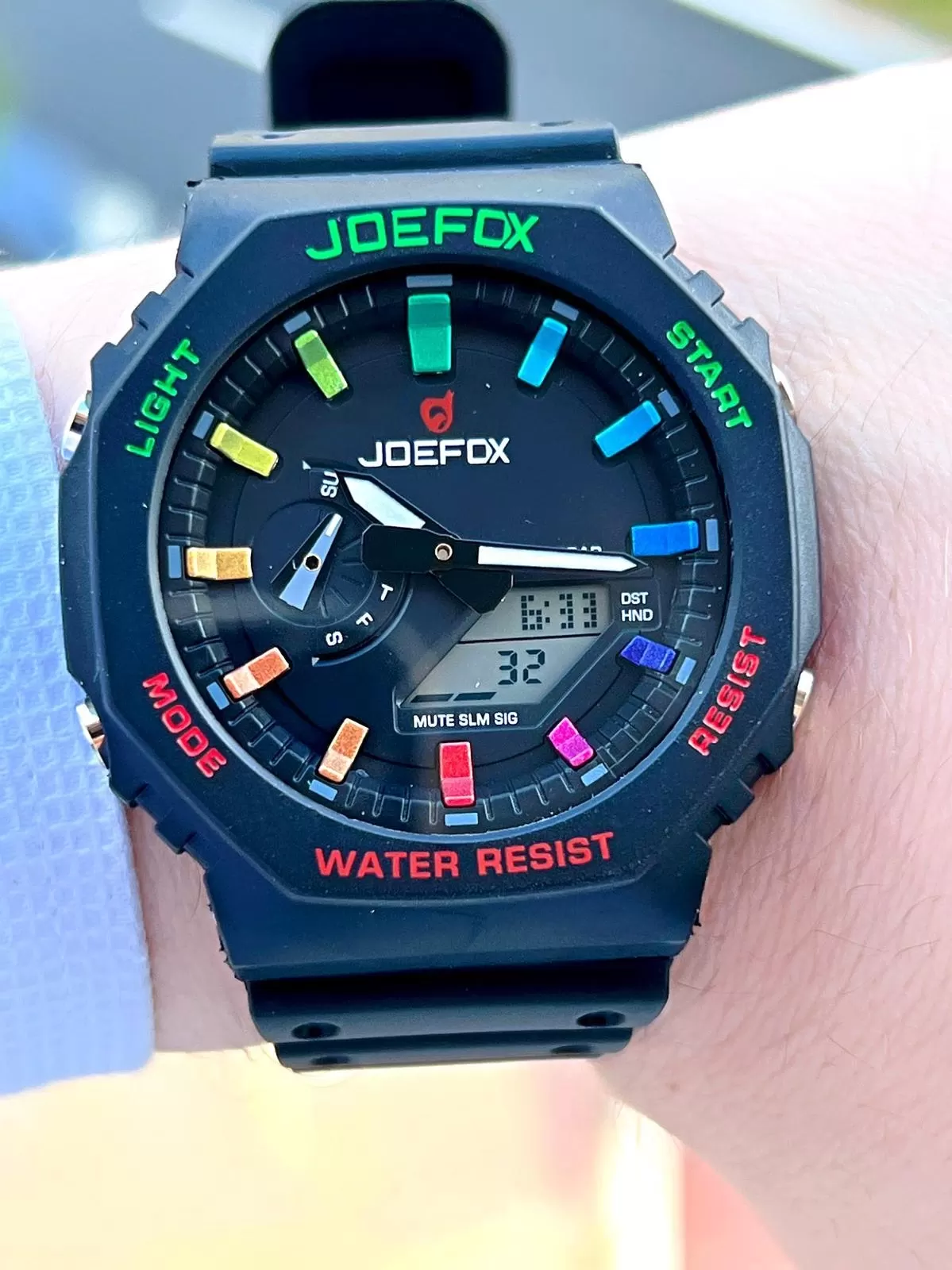 Joefox G-SHOCK Kasa Siyah Digital/Analog 5 Atm Suya Dayanıklı 2 Yıl Garantili Spor Kol Saati J-GS20