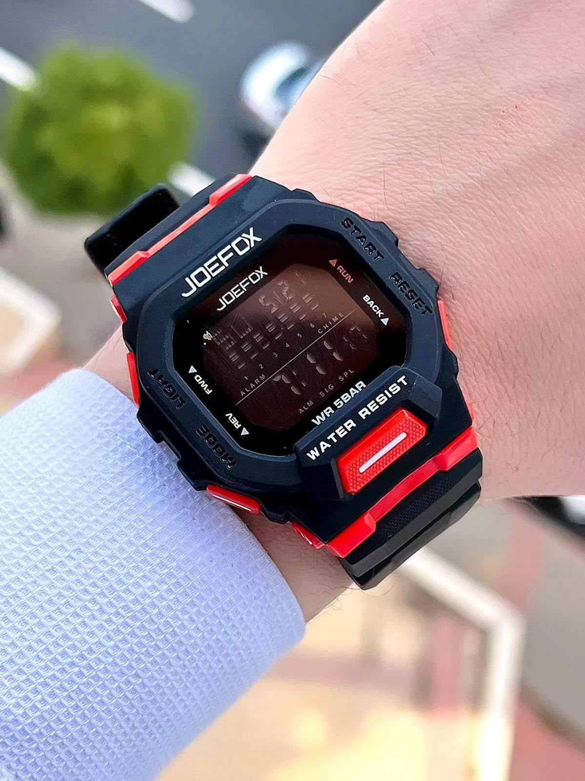 Joefox G-SHOCK Kasa Siyah/Kırmızı Digital 5 Atm Suya Dayanıklı 2 Yıl Garantili Spor Kol Saati J-GS10