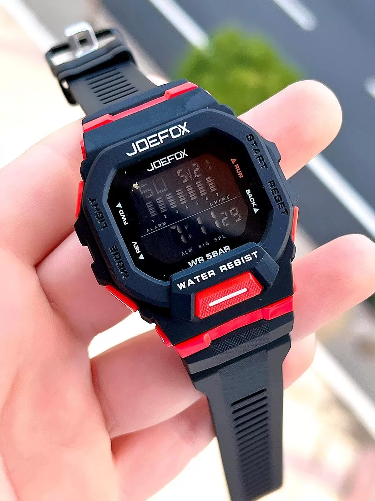 Joefox G-SHOCK Kasa Siyah/Kırmızı Digital 5 Atm Suya Dayanıklı 2 Yıl Garantili Spor Kol Saati J-GS10