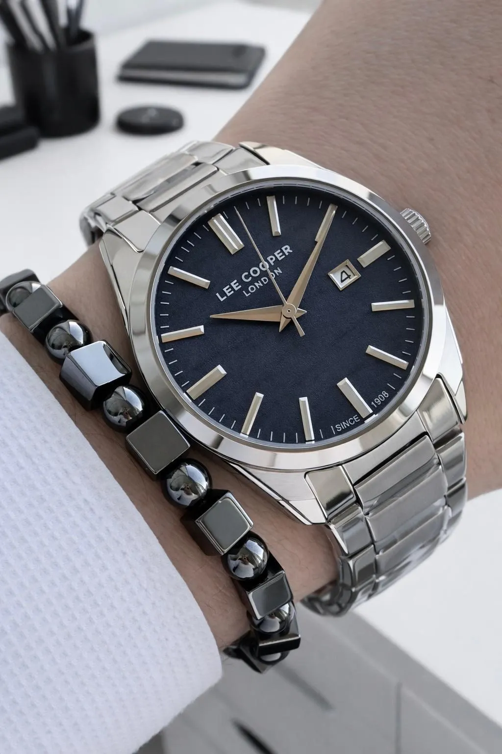 Lee Cooper Erkek Kol Saati 50 Metre Suya Dayanıklı Çelik Kordon + Bileklik Hediyeli VS.BLKT.0838