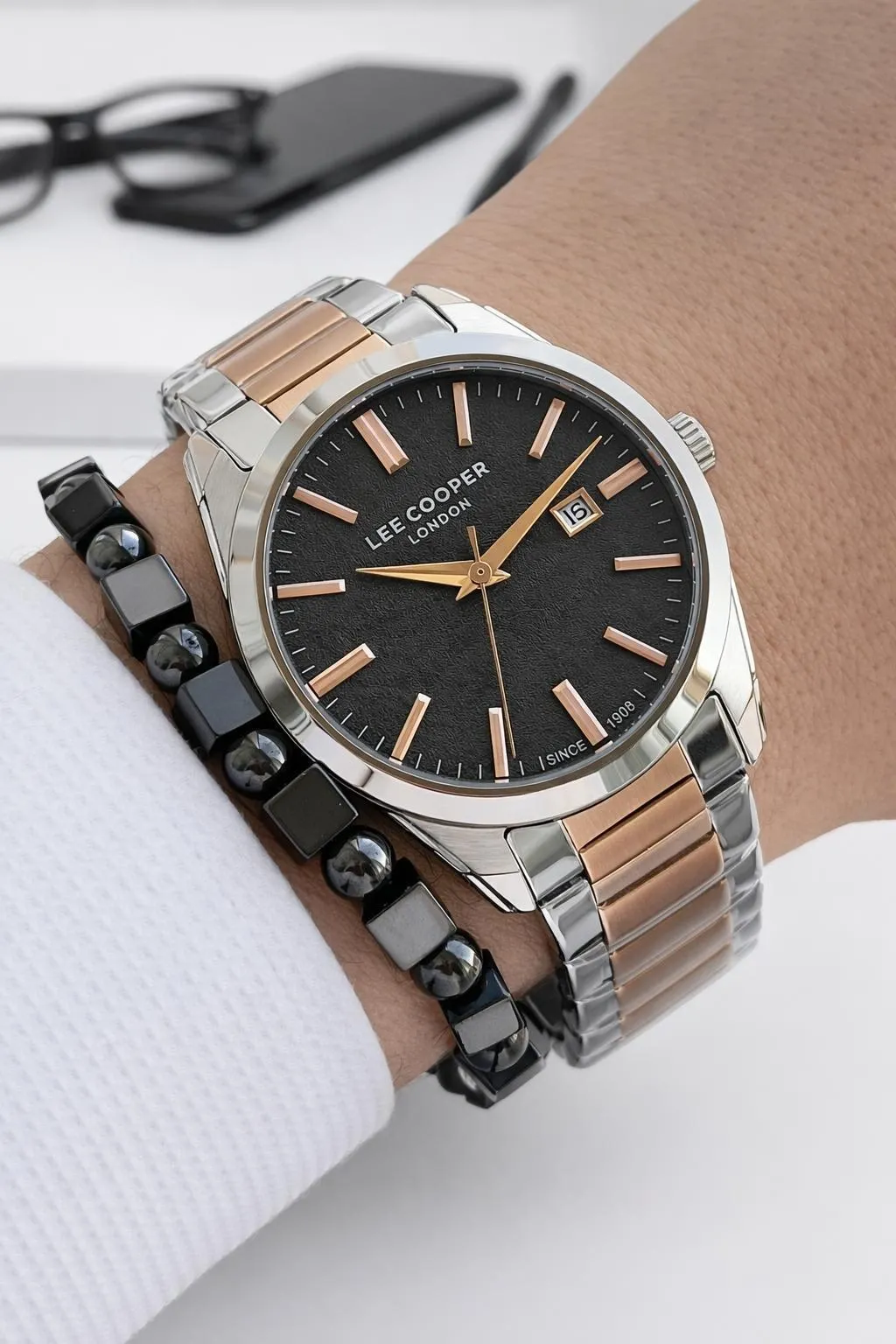 Lee Cooper Erkek Kol Saati 50 Metre Suya Dayanıklı Çelik Kordon + Bileklik Hediyeli VS.BLKT.0840